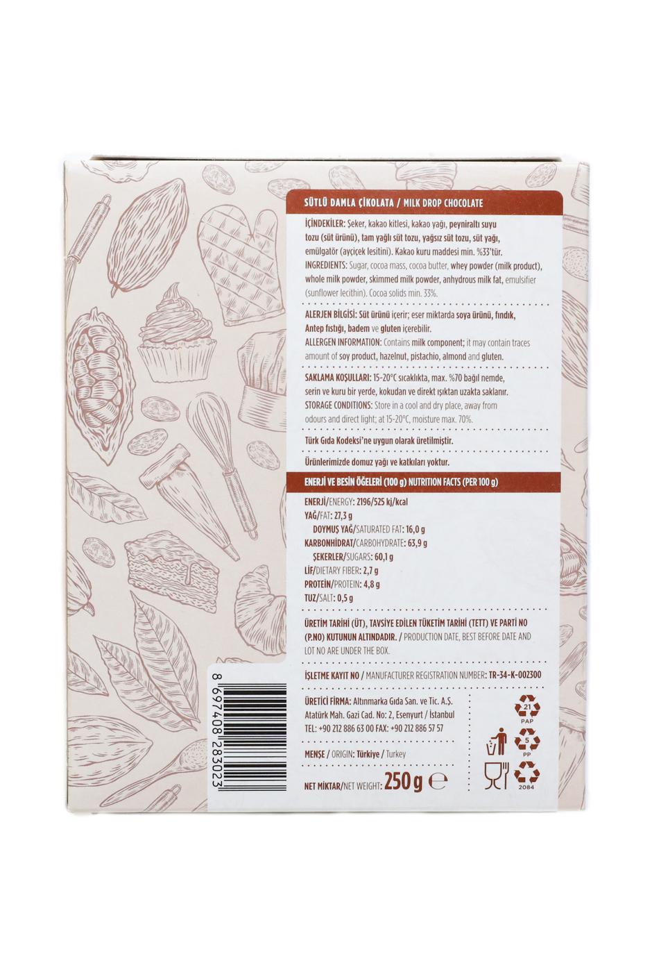 Altınmarka Milk Chocolate Drops 8.82 oz (250g)