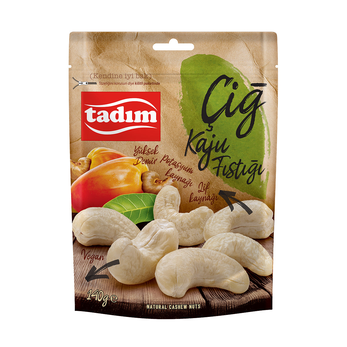 Tadım Raw Cashew Nuts (Çiğ Kaju Fıstığı) 140 G