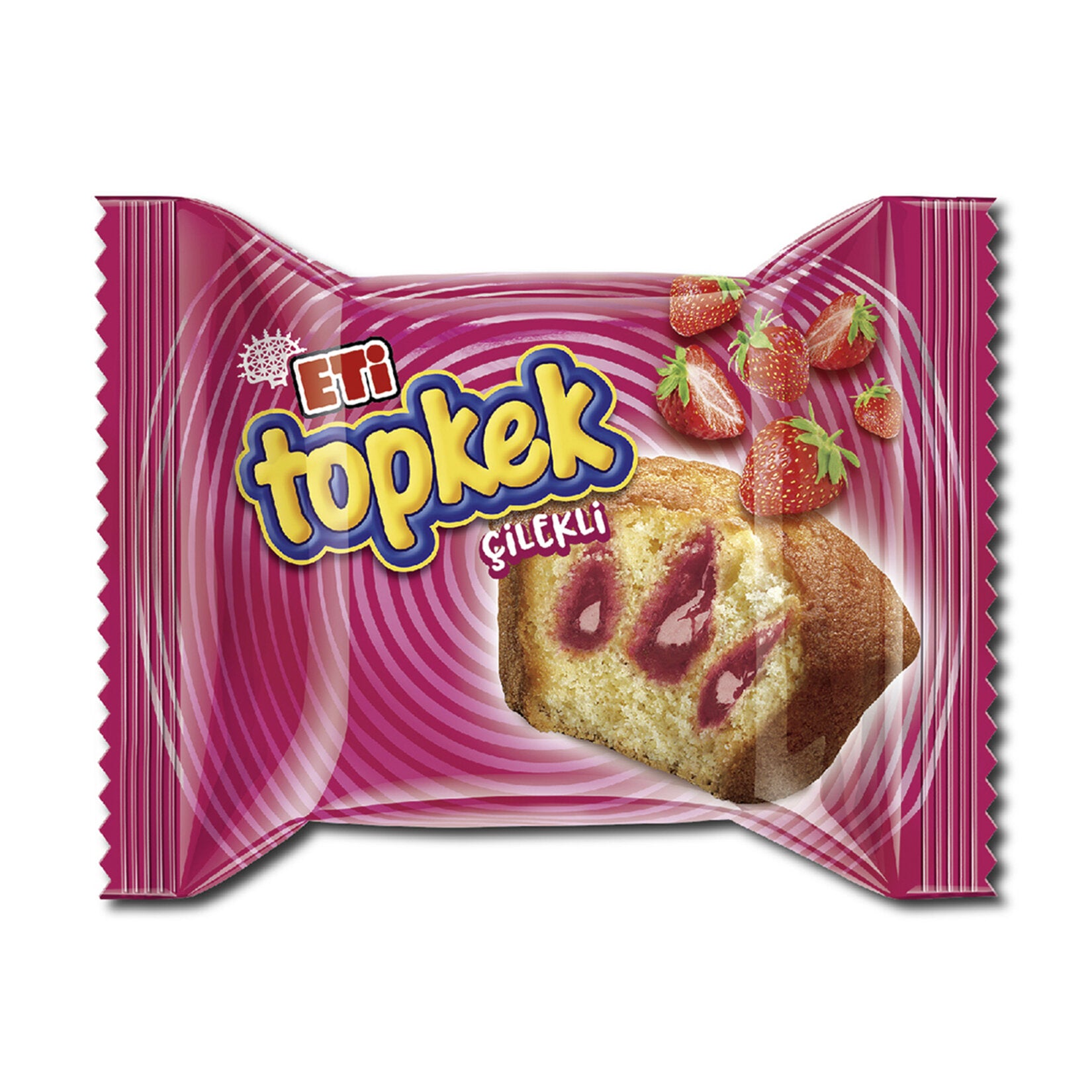 Eti Topkek Strawberry Cake is a soft, moist mini cake filled with a delicious strawberry sauce that