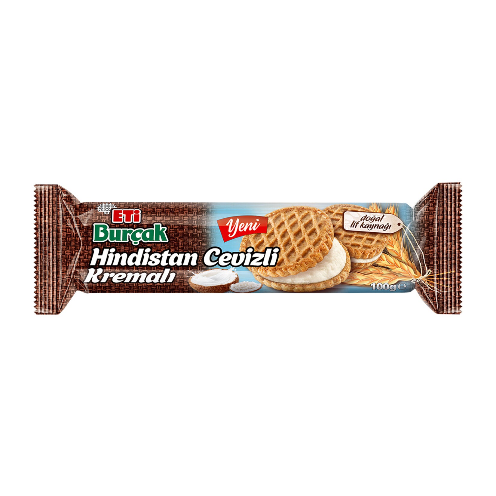 Enjoy the wholesome taste of Eti Burcak Coconut Cream Oat Biscuits, a delicious blend of 27% oats an