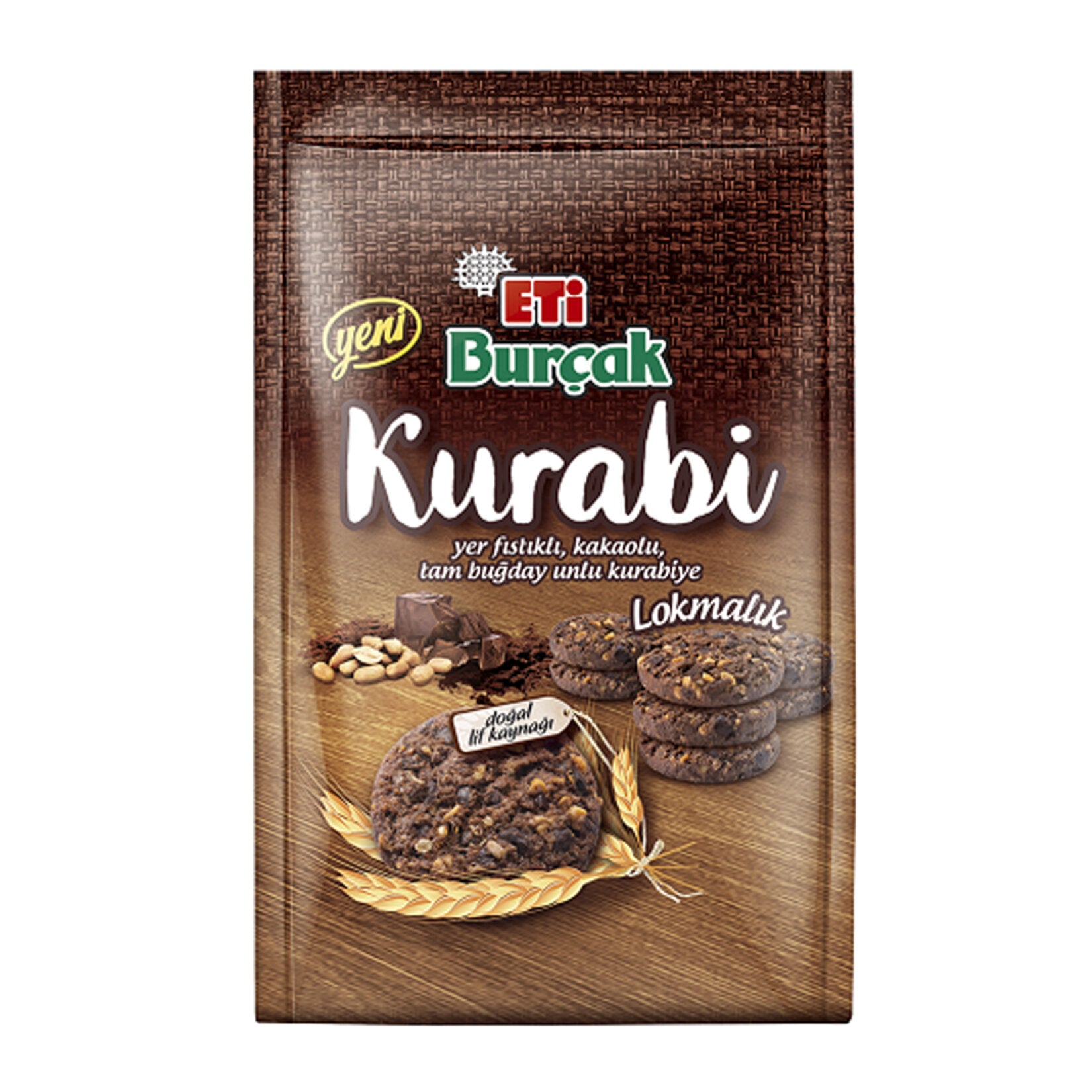 Eti Burcak Kurabi Cookie Bag Cacao brings the rich taste of cacao and the wholesome crunch of oats together