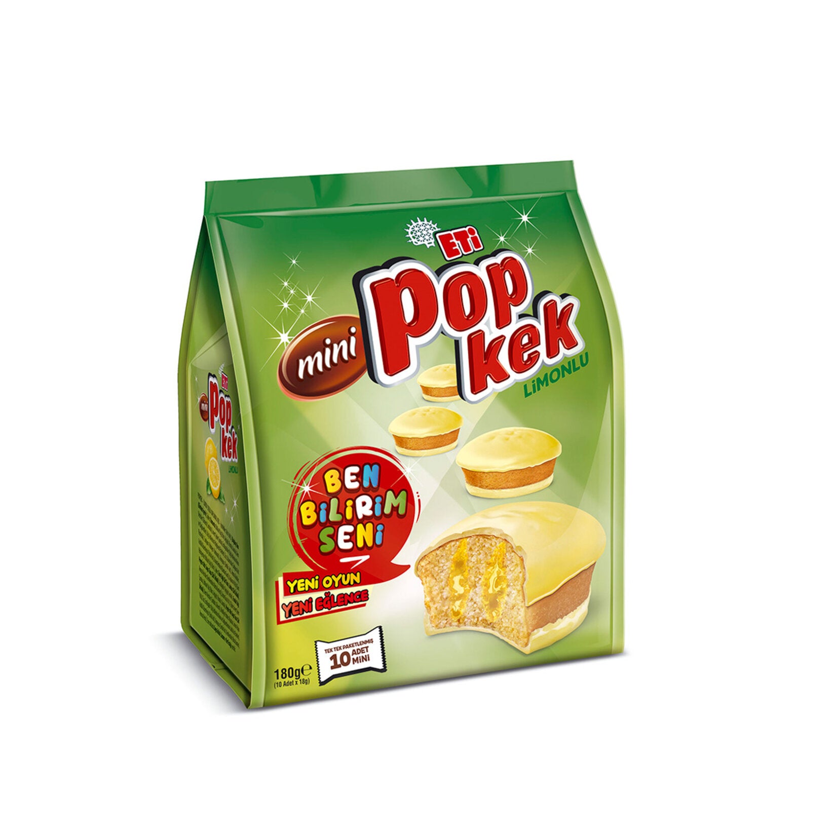 Eti Popkek Mini Lemon Cake brings the zesty flavor of lemon into a soft, moist sponge cake that's pe