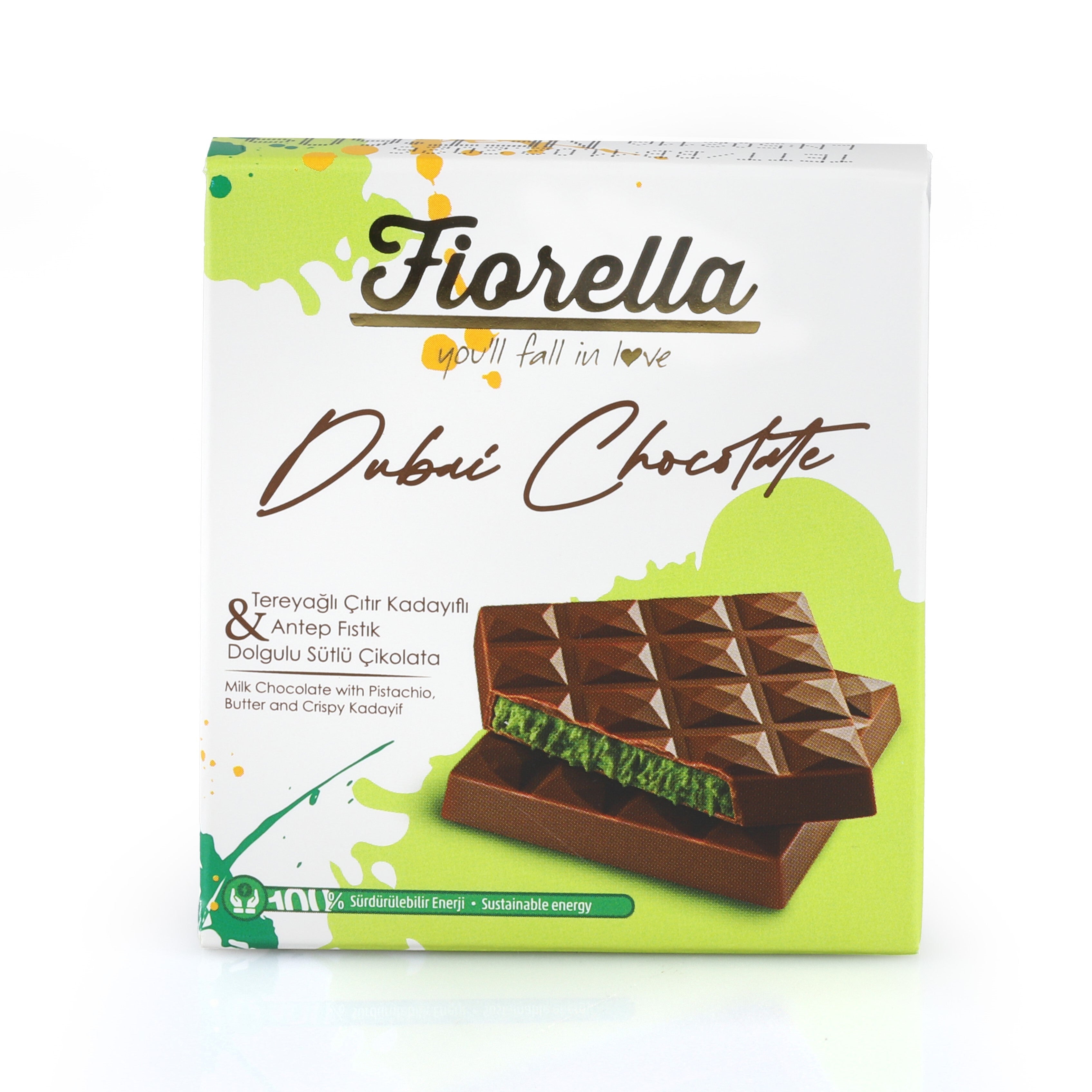 Fiorella Buttery Crunch Kadayif & Pistachio Filled Milk Chocolate (Kadayıf ve Fıstık Dolgulu Sütlü Çikolata) 2.1 oz (60 G)-2