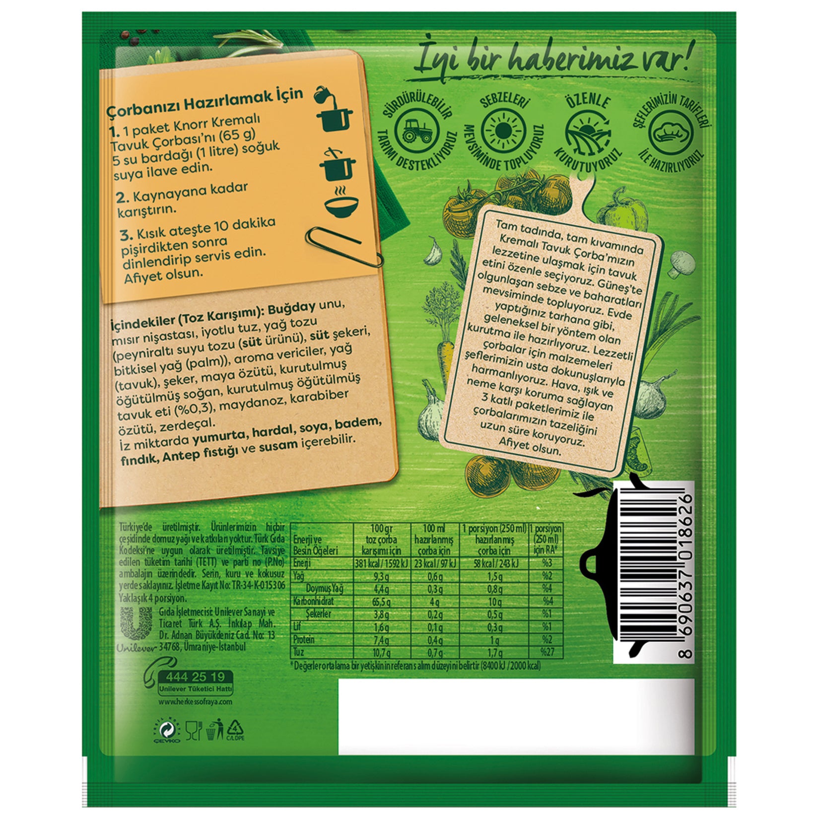 Knorr Instant Soup Cream Chicken (Hazır Çorba Kremalı Tavuk) 65 G