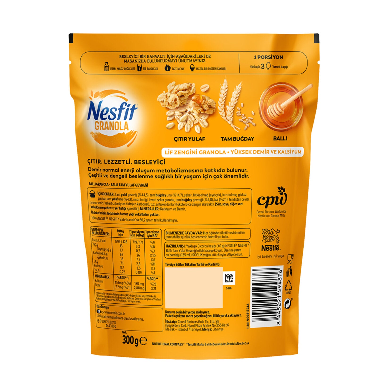Nestle Nesfit Granola Oat & Honey (Ballı Granola) 300 G