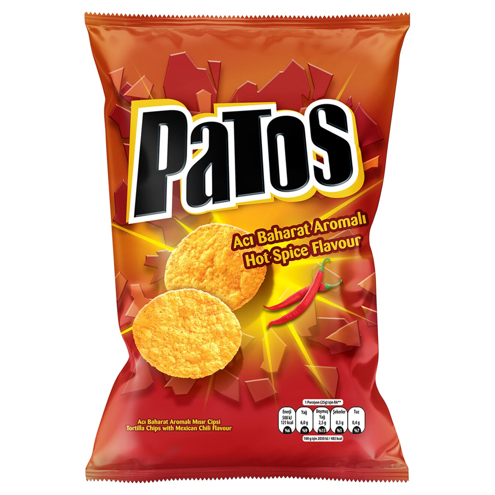 Patos Hot Spice Flavored Seasoned Corn Chips 135 G