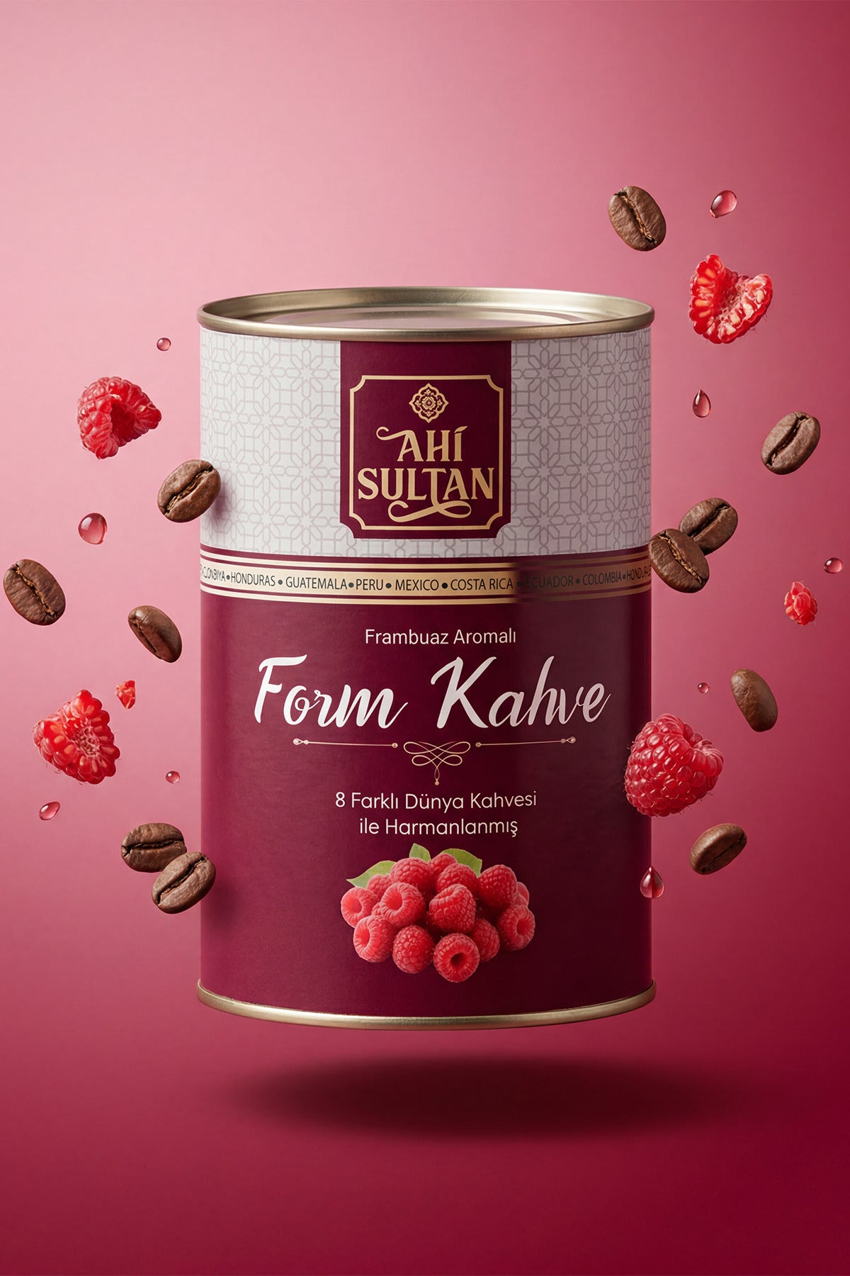 Ahi Sultan Form Coffee with Raspberry brings together a special blend of 8 different coffee varieties for a rich and layered taste experience.