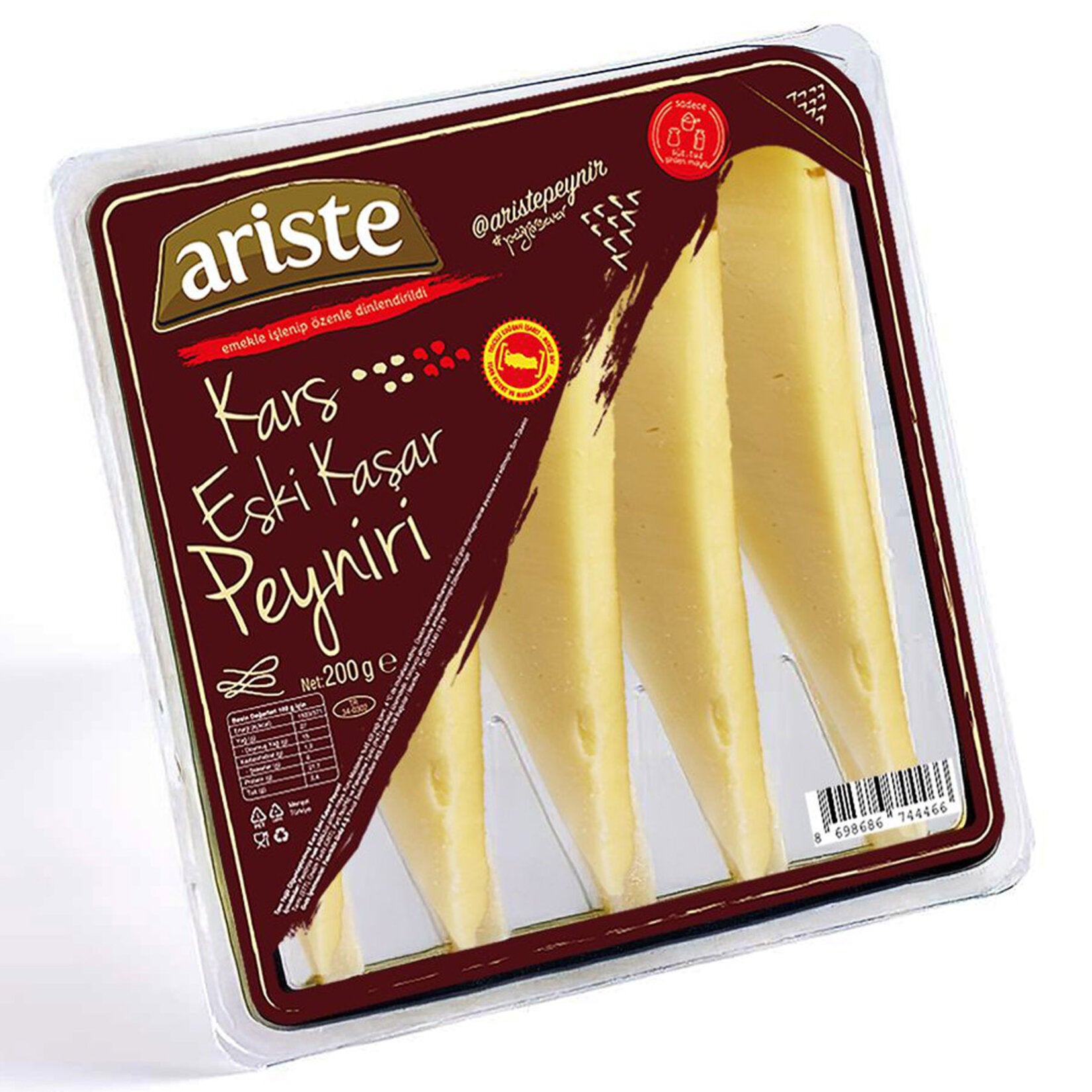 Ariste Full Fat Aged Kars Kashar Cheese is a premium, matured cheese inspired by the famous dairy traditions of Kars, Türkiye.
