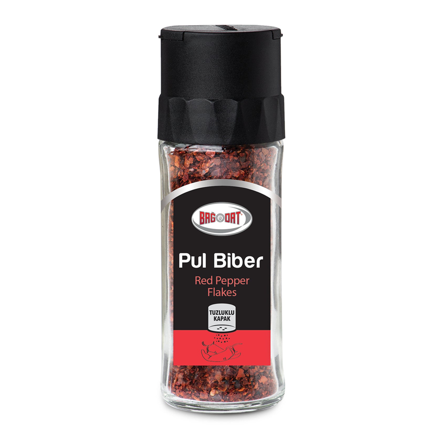 Bring bold, fiery flavor to your kitchen with Bagdat Crushed Red Pepper in a convenient shaker glass jar.