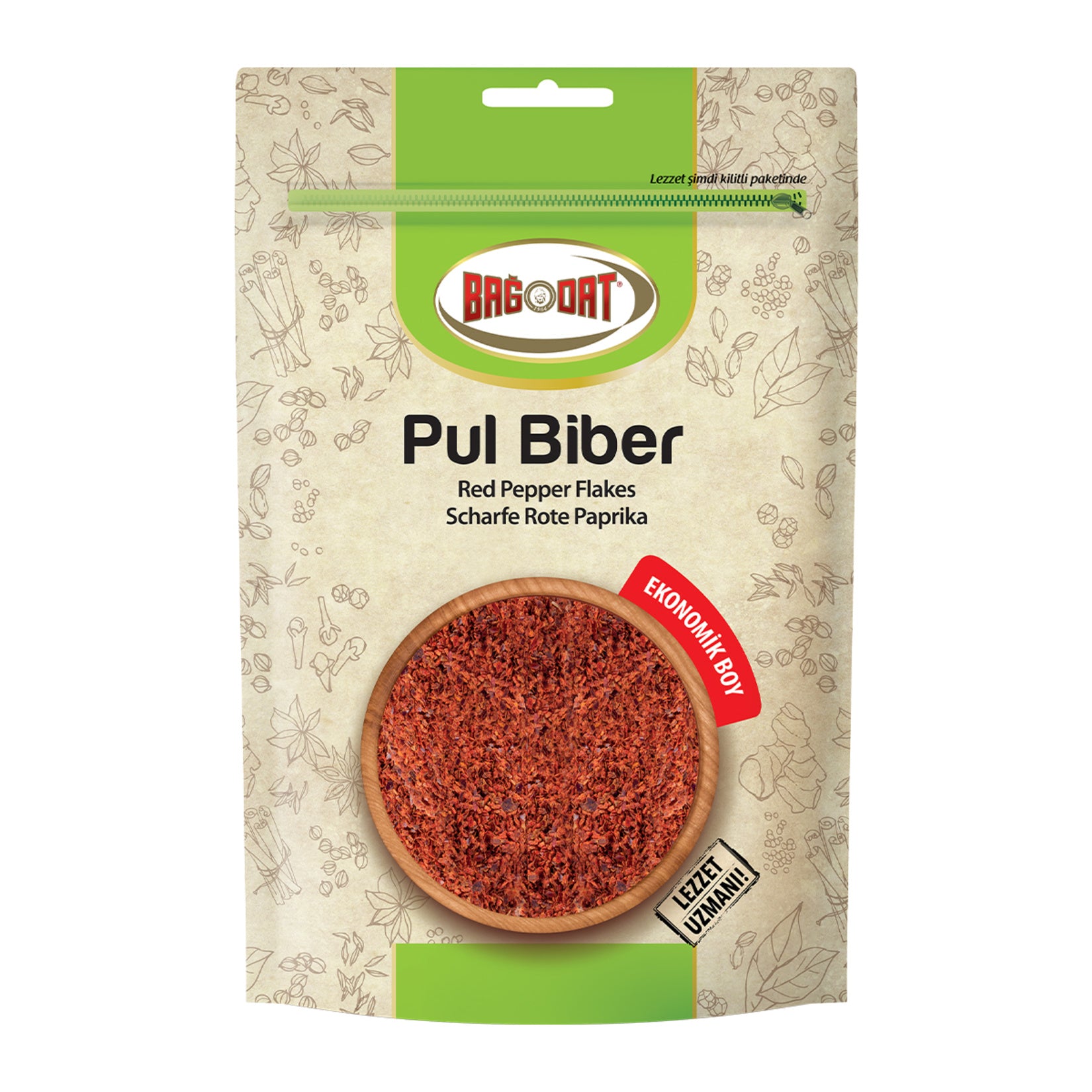 Bring the bold and fiery flavors of Türkiye to your kitchen with Bagdat Pul Biber, a premium crushed red pepper blend made from sun-dried hot red peppers, salt, and vegetable oil.