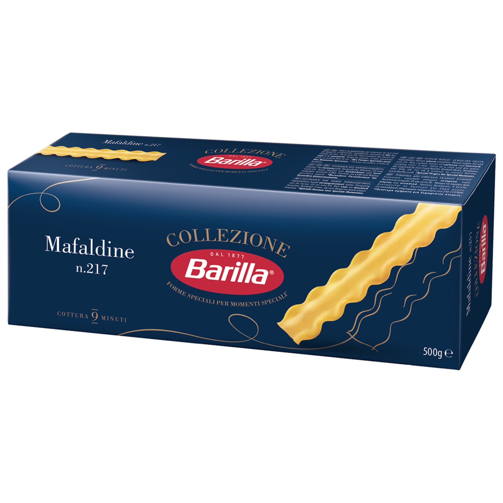 Barilla Mafaldine Pasta brings the rich tradition of Italian-style pasta making to your kitchen with a unique ribbon-like shape that holds sauces perfectly.