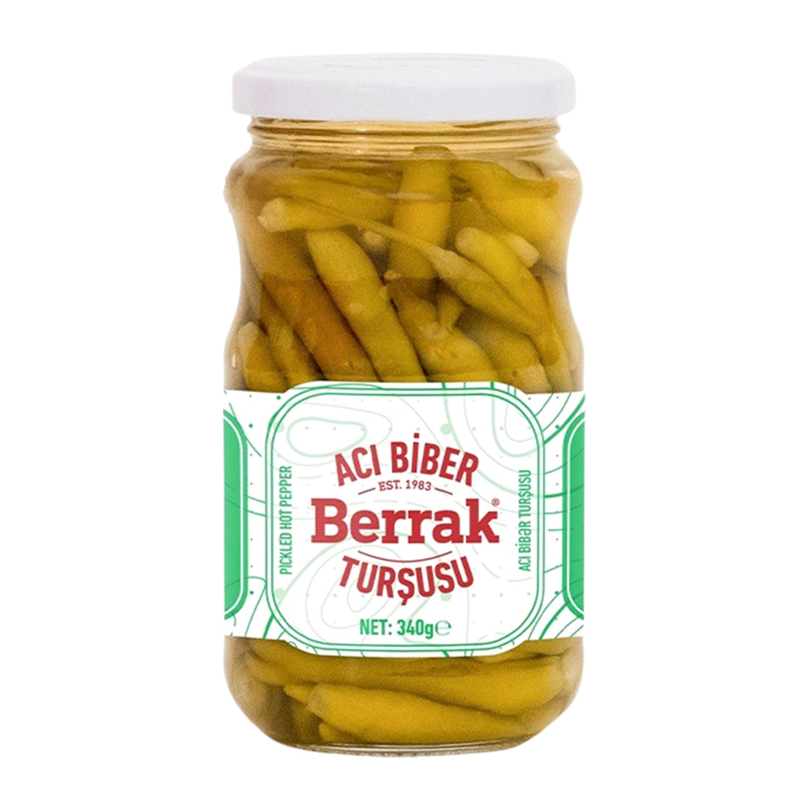 Add bold, vibrant heat to your meals with Berrak Aci Biber Tursusu Pickled Hot Peppers.