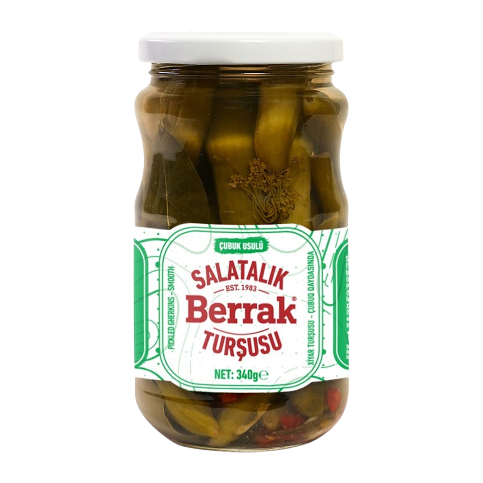 Bring the bold flavors of Türkiye to your table with Berrak Ankara Cubuk Cucumber Pickles.