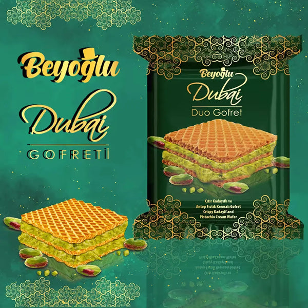 Beyoğlu Dubai Duo Pistachio Wafer (Antep Fıstıklı Gofret) 1.3 oz (36 G)