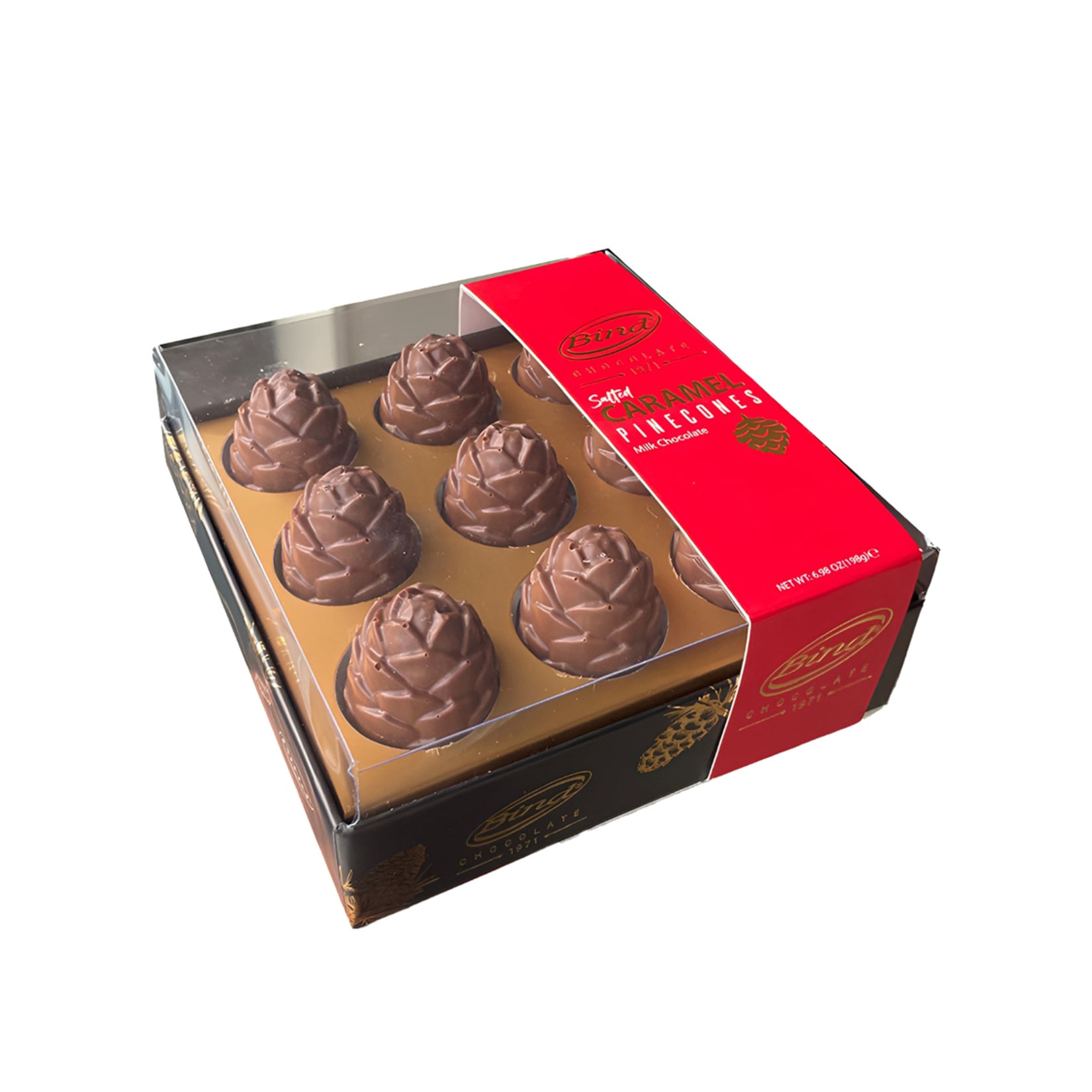 Experience a creative twist on classic chocolate with the Bind Milk Chocolate Salted Caramel Biscuit Pine Cone.