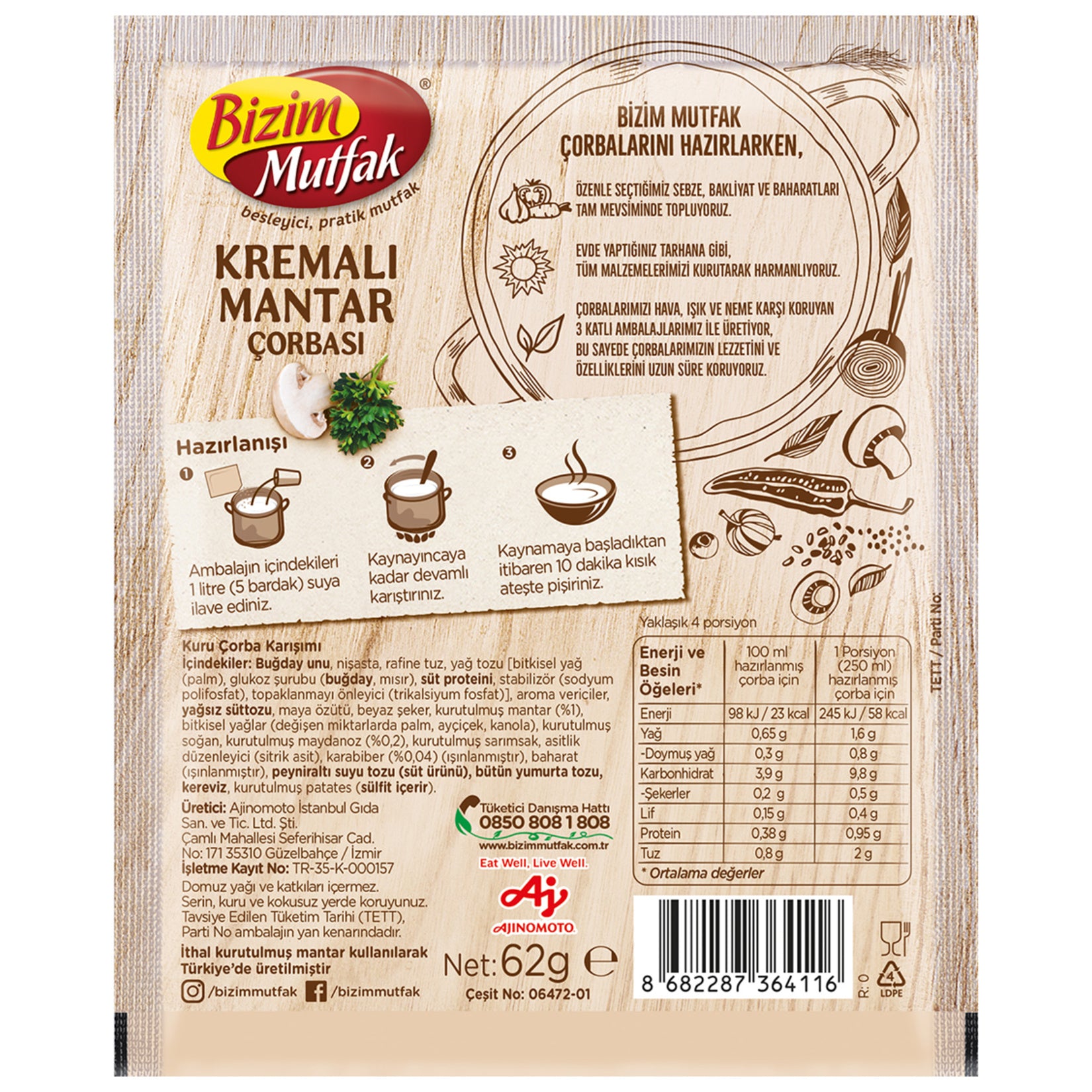 Enjoy the comforting taste of Bizim Creamy Mushroom Soup, a rich and smooth classic inspired by home-style recipes from Türkiye.