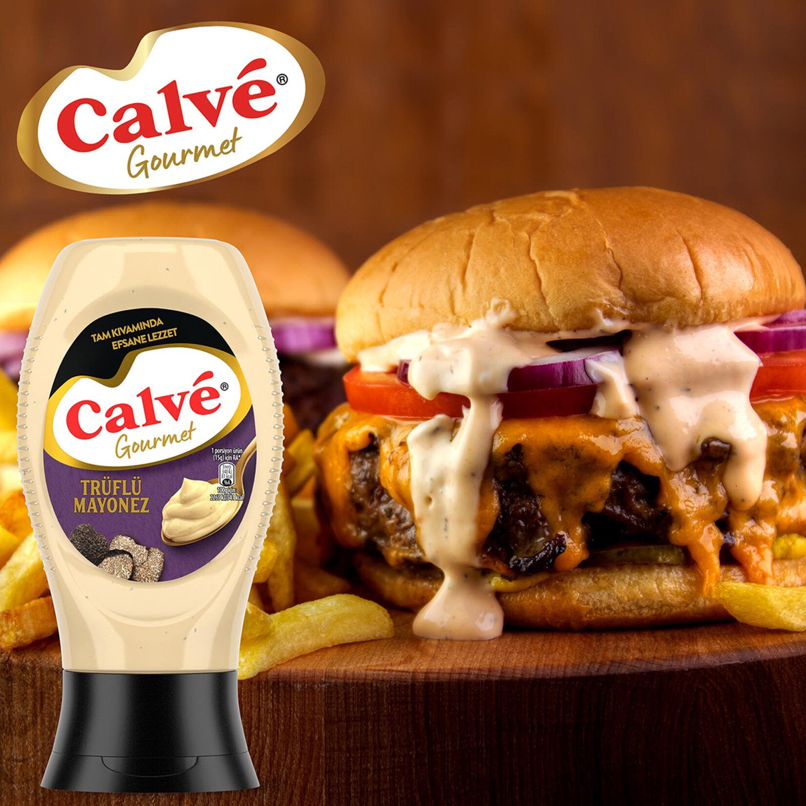 Calve Truflu Mayonez brings a gourmet twist to classic mayonnaise with the rich, earthy aroma of real truffle.