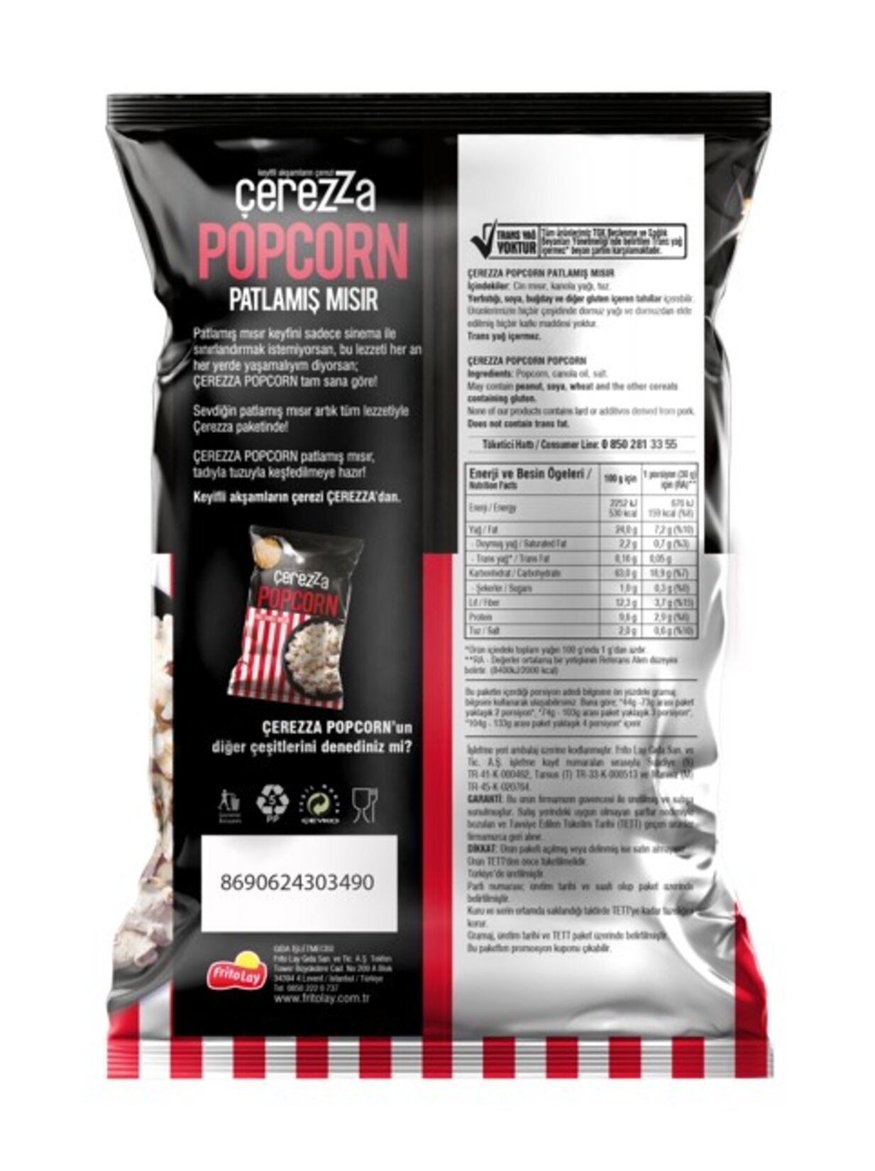 Cerezza Popcorn Super Size brings the classic taste of Turkish-style popcorn to your snack time. Mad