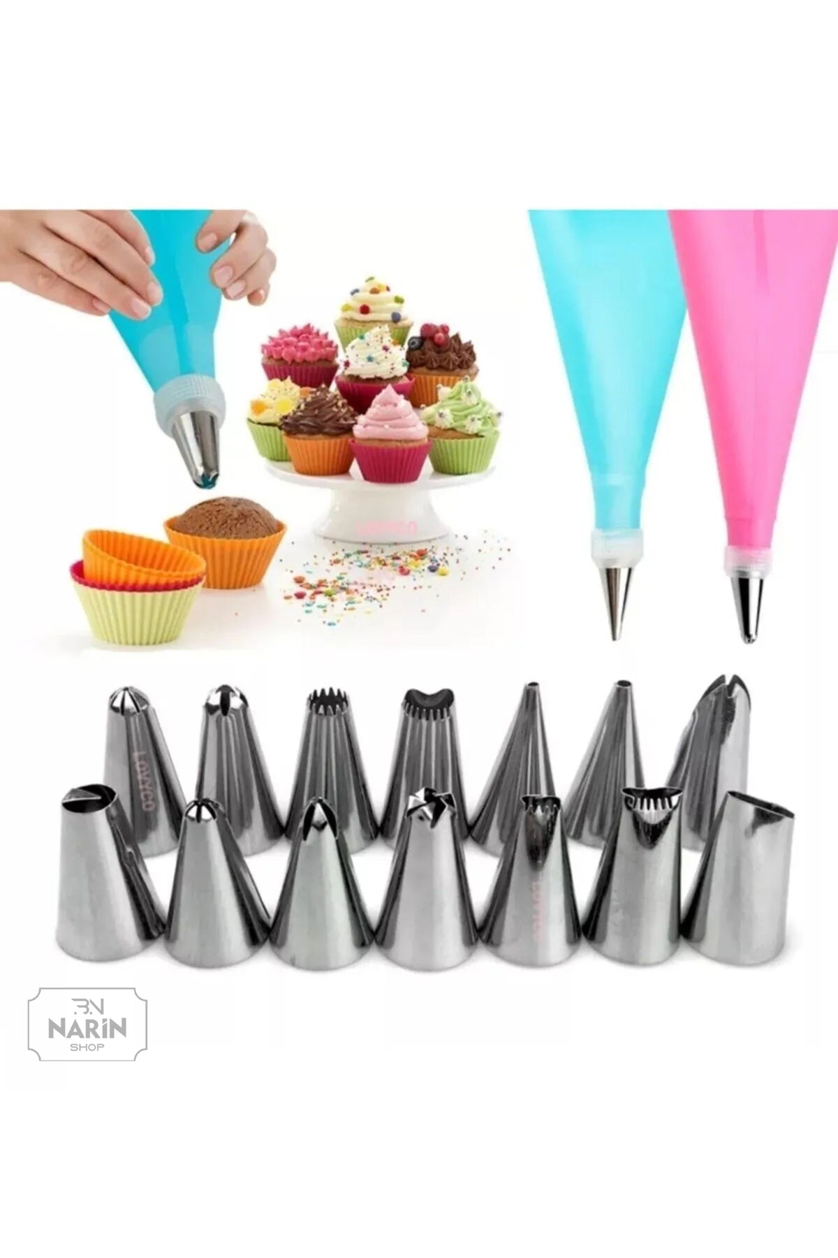 Create beautifully decorated cakes and desserts with the Chefmaster Cream Piping Bag Set.