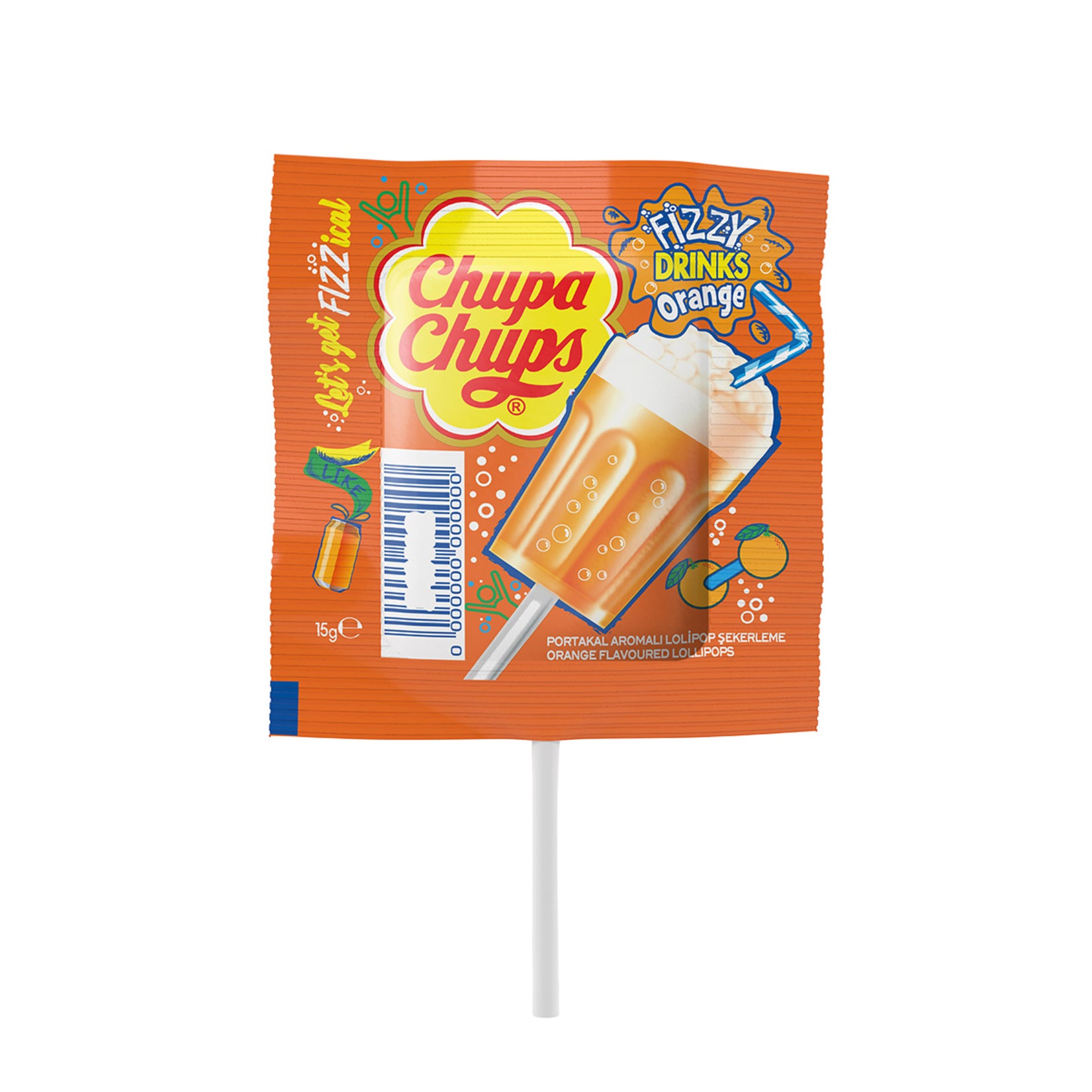 Chupa Chups Fizzy Drinks Lollipop brings the fizzy fun of your favorite soda flavors into a sweet and tangy hard candy.