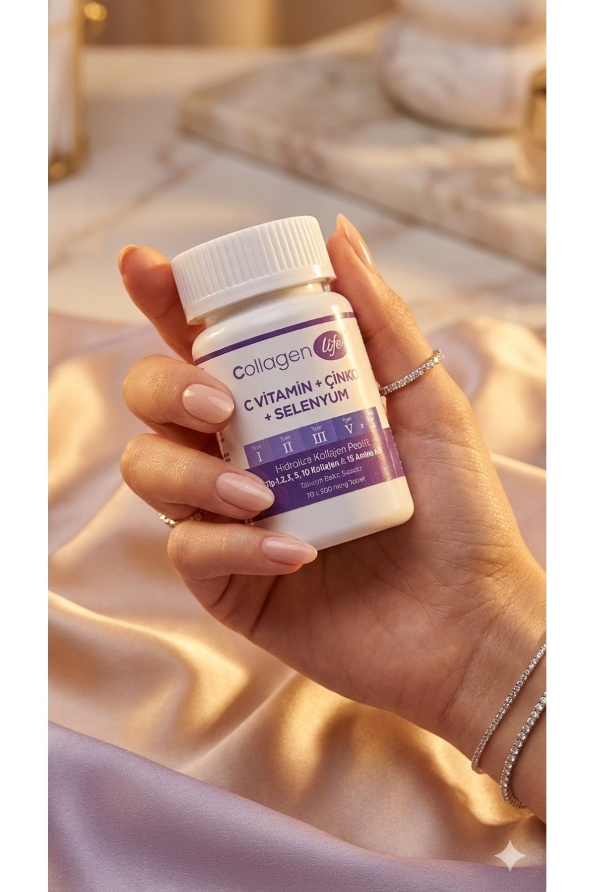 Collagen Life 5 Type Hydrolyzed Collagen is a comprehensive collagen complex formulated with Type I, II, III, V, and X Collagen, enriched with Vitamin C (Ascorbic Acid), Zinc, and Selenium.