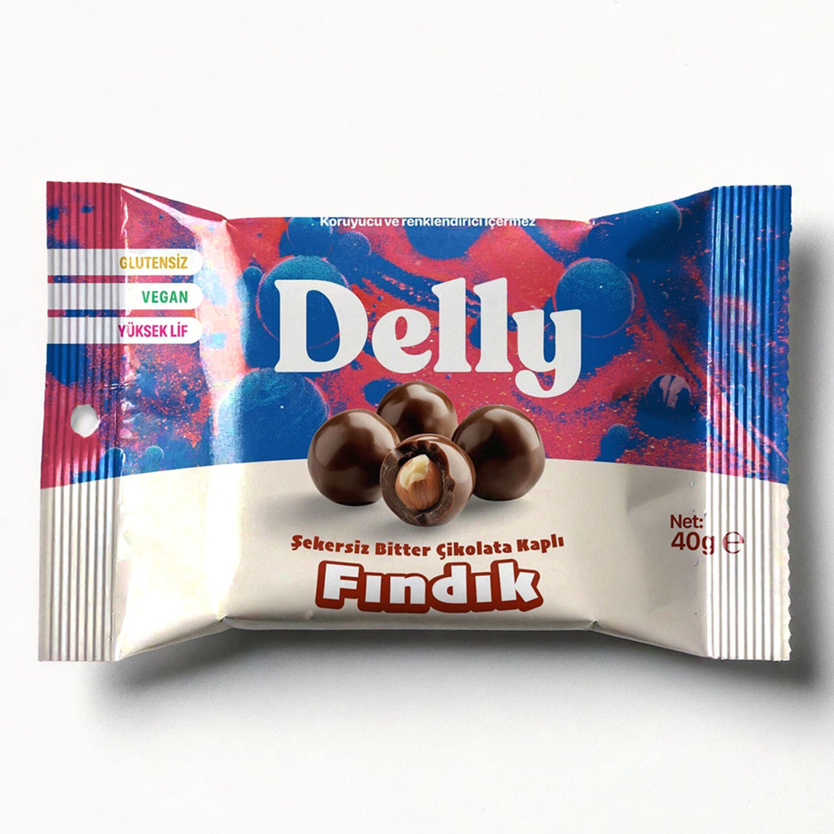 Enjoy the rich taste of Delly Sugar-Free Chocolate Covered Hazelnuts, a better-for-you snack made with roasted hazelnuts coated in smooth sugar-free dark chocolate.