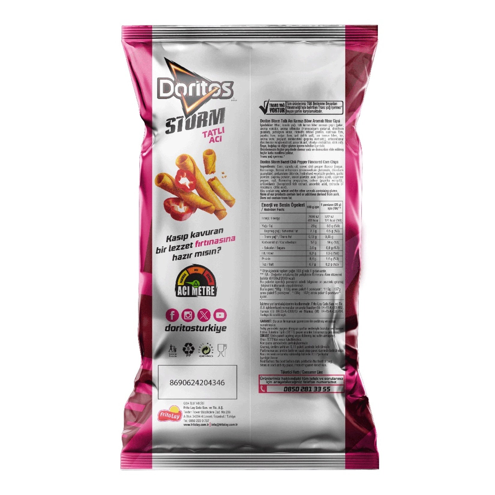 Turn up the flavor with Doritos Storm Sweet Chili Super Size Corn Chips, a bold combination of sweet red pepper notes and fiery heat in every crunchy bite.