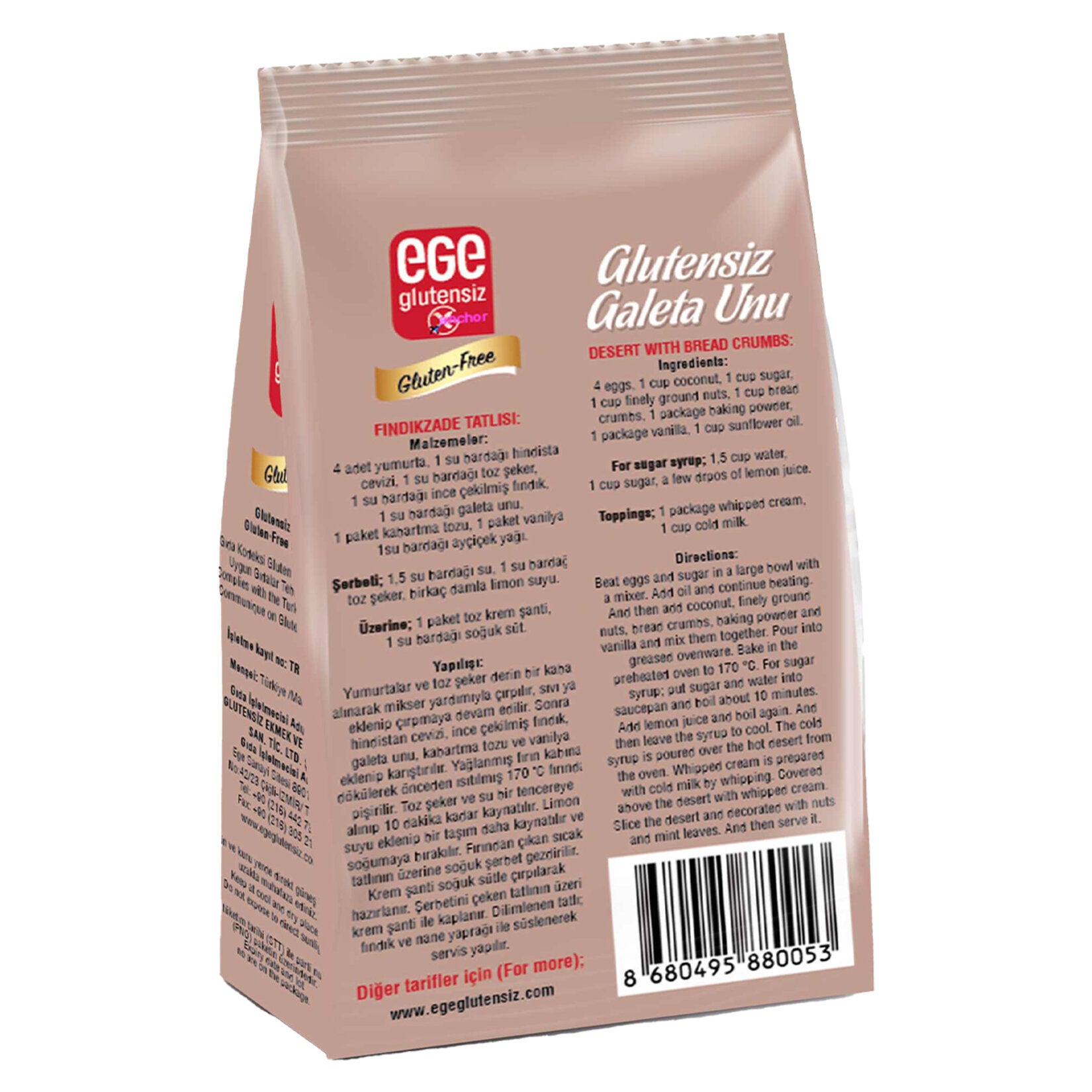 Ege Glutensiz Galeta Unu is a versatile gluten-free breadcrumb mix made for crispy coatings, meatballs, vegetable patties, and baked recipes.