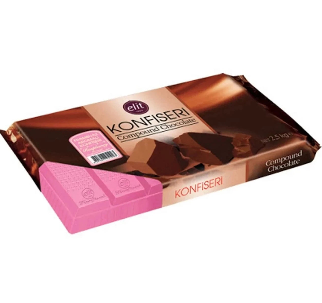 Elit Cikolata Confectioner Compound Raspberry Flavored Chocolate 2.5 kg Gluten-free