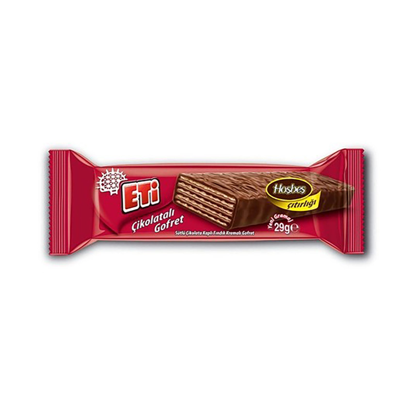 Eti Cikolatali Gofret is a classic Turkish chocolate wafer bar made with crispy wafer layers and smooth milk chocolate.