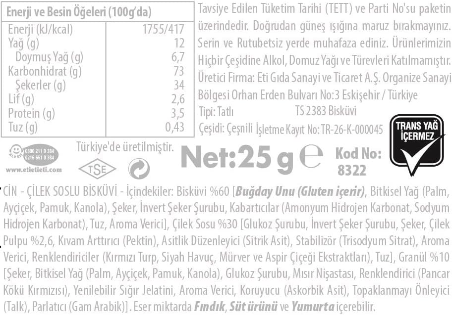 Eti Cin Strawberry Ingredients