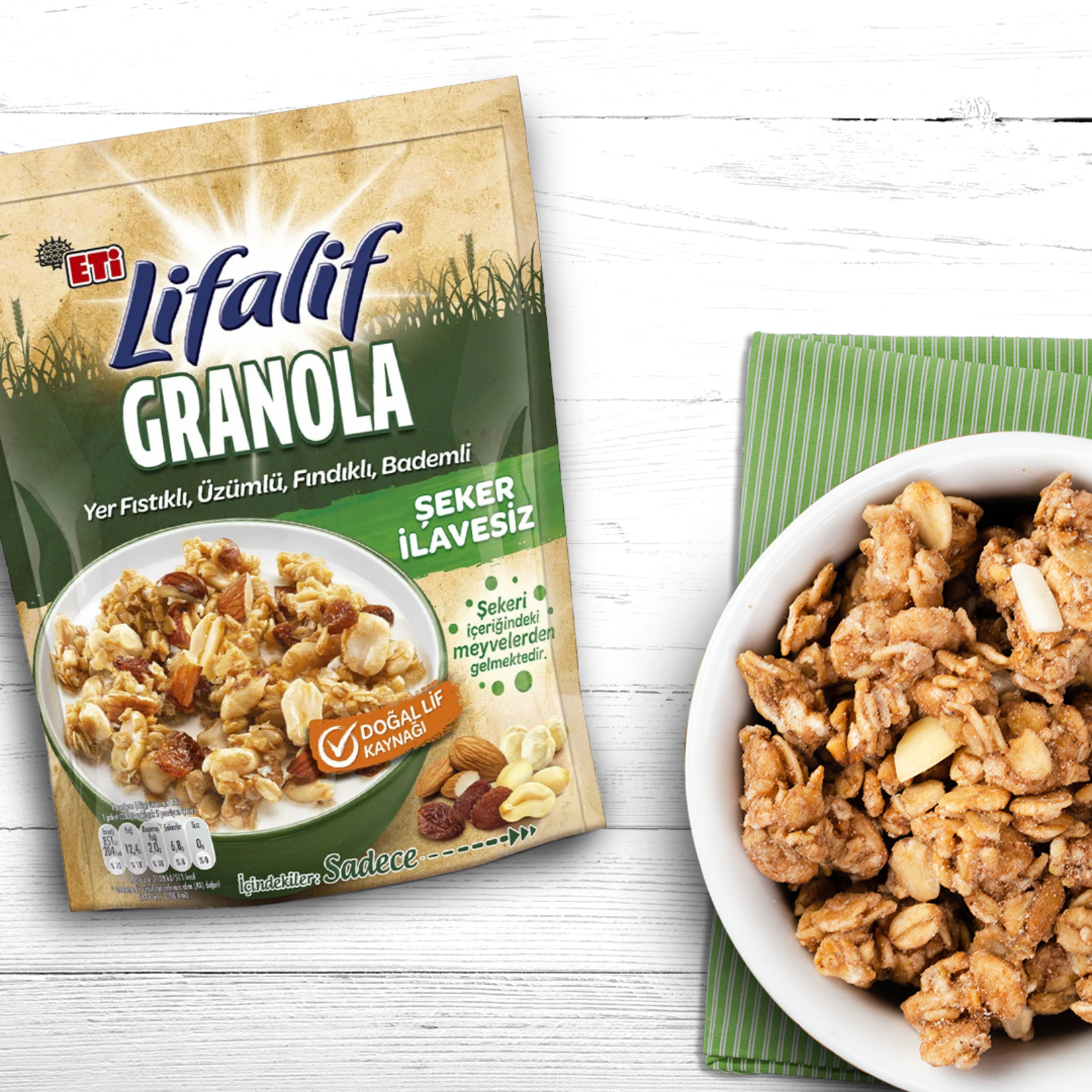 Start your morning with the balanced crunch of Lifalif Granola Mixed Nuts, a hearty blend of oats, nuts, and naturally sweet fruit extracts.