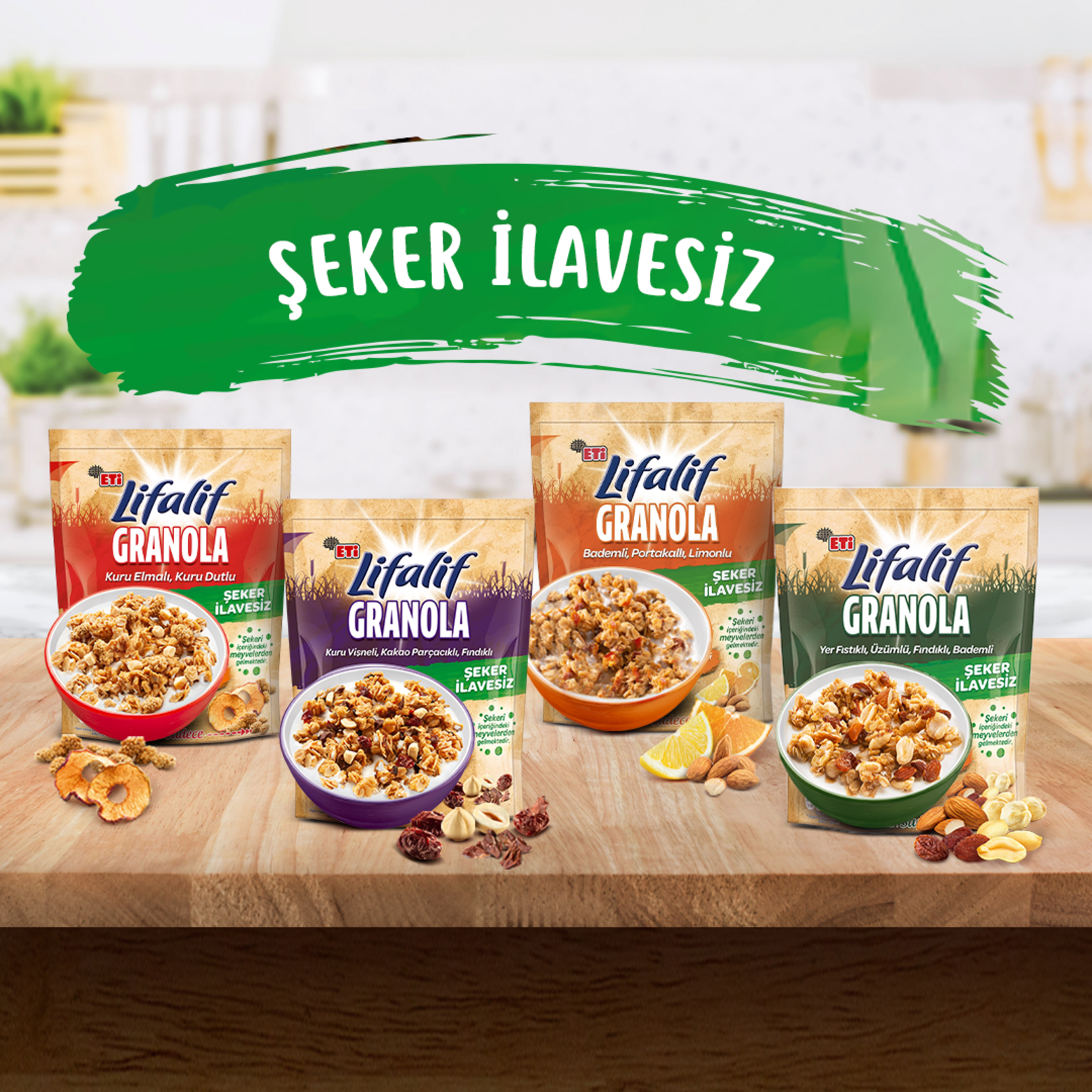 Start your morning with the balanced crunch of Lifalif Granola Mixed Nuts, a hearty blend of oats, nuts, and naturally sweet fruit extracts.