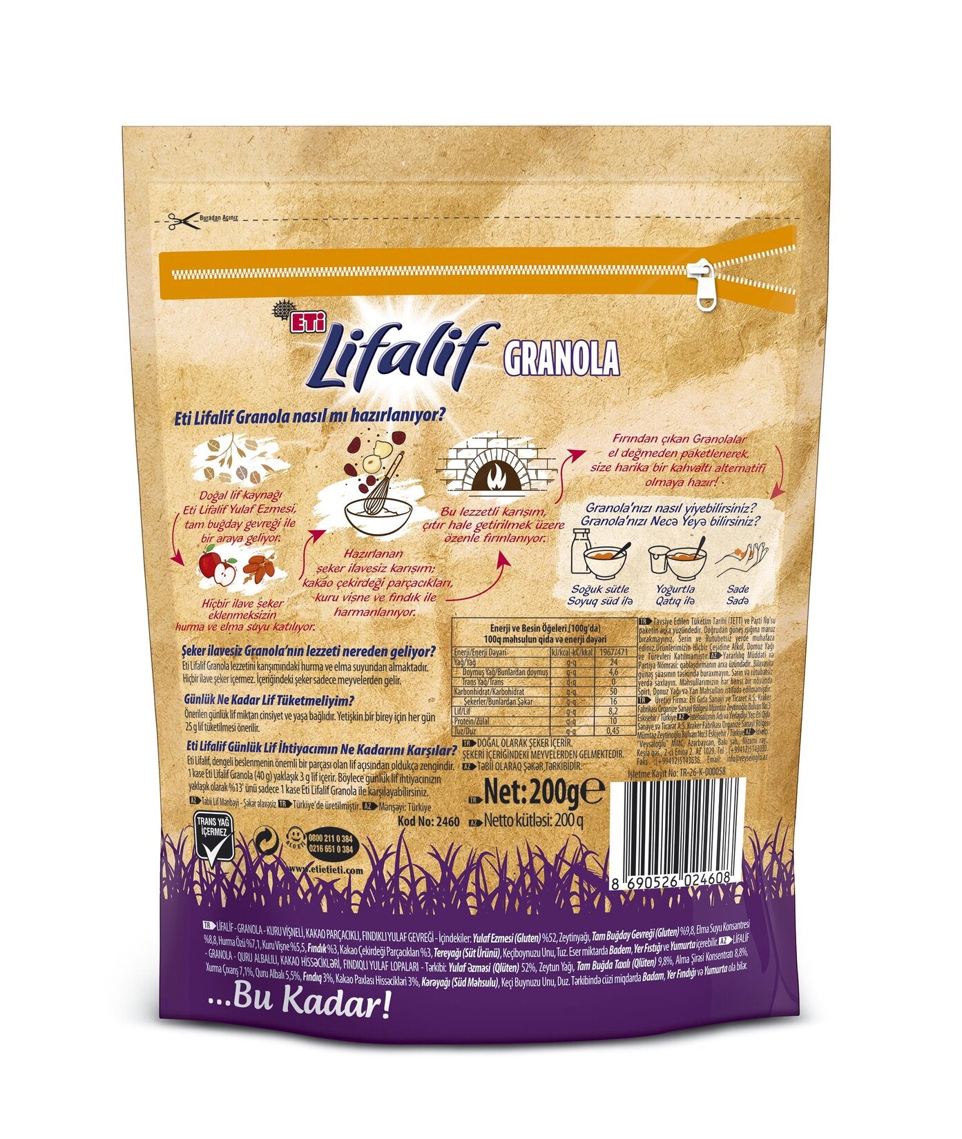 Start your morning with the balanced taste of Lifalif Granola with Sour Cherry, Cocoa Nibs and Hazelnut.