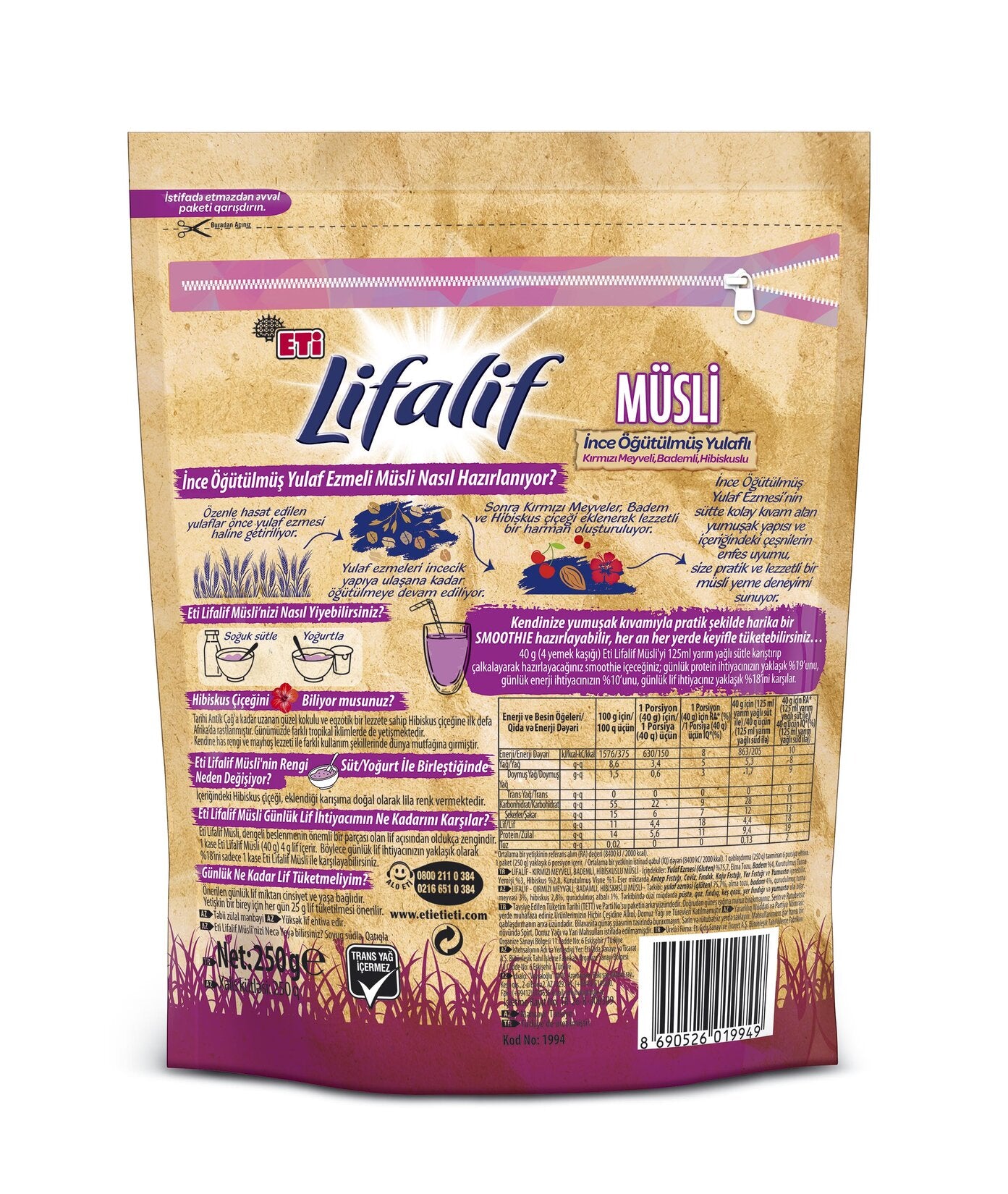 Lifalif Ince Ogutulmus Muesli with Hibiscus brings a vibrant twist to your morning routine.