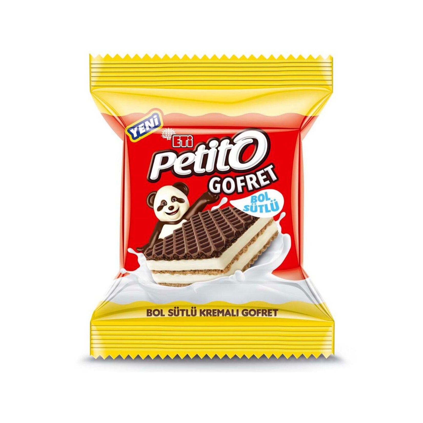 Eti Petito Milk Cream Cocoa Wafer delivers a delicious combination of crispy wafers and rich, milky cream with a touch of cocoa.