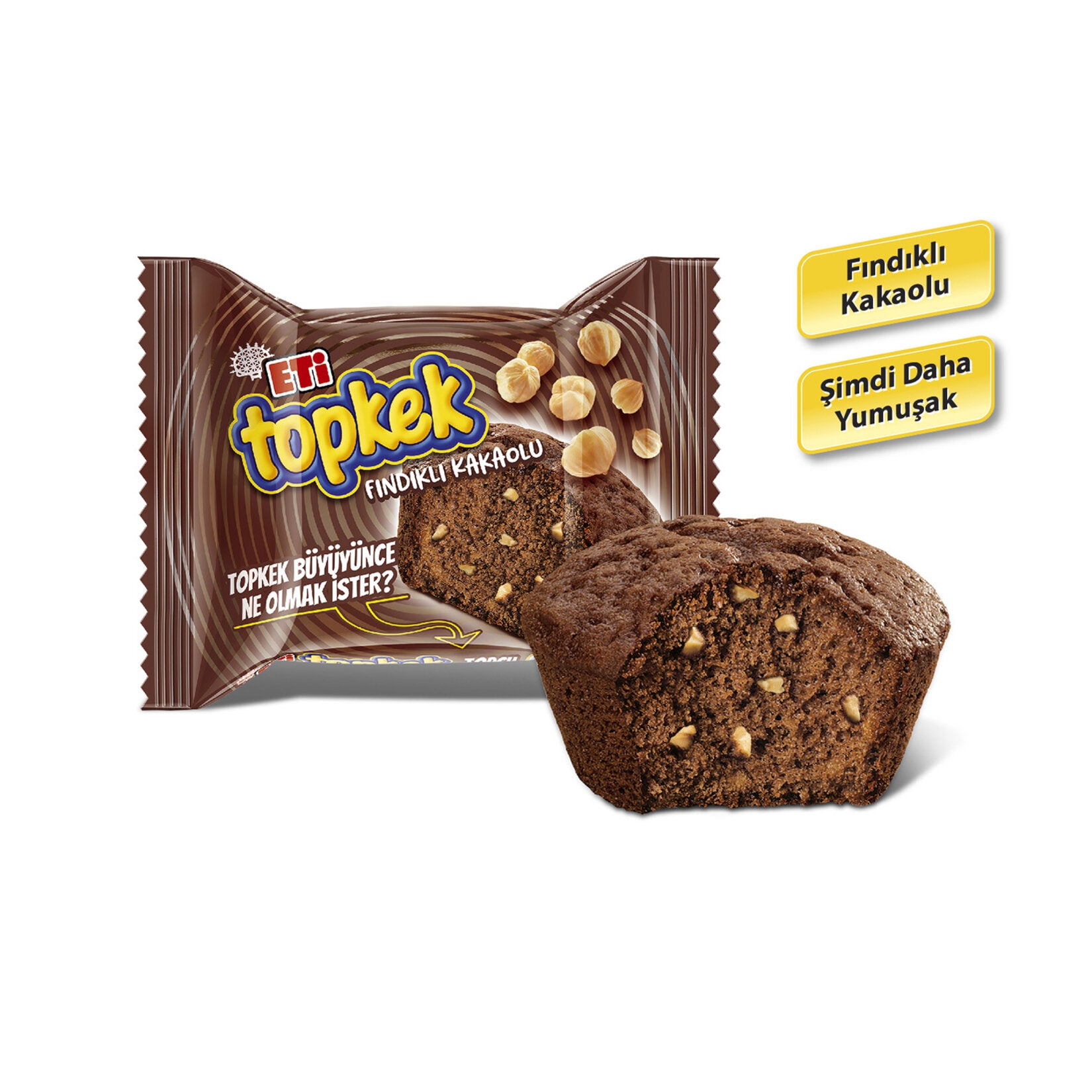 Angled view of Eti Topkek Hazelnut Cacao Mini Cake