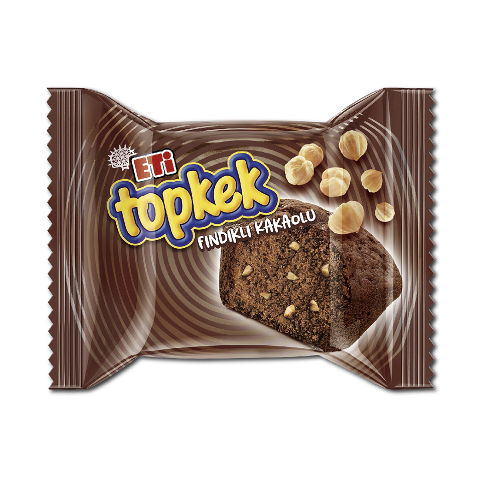 Front view of Eti Topkek Hazelnut Cacao Mini Cake packaging