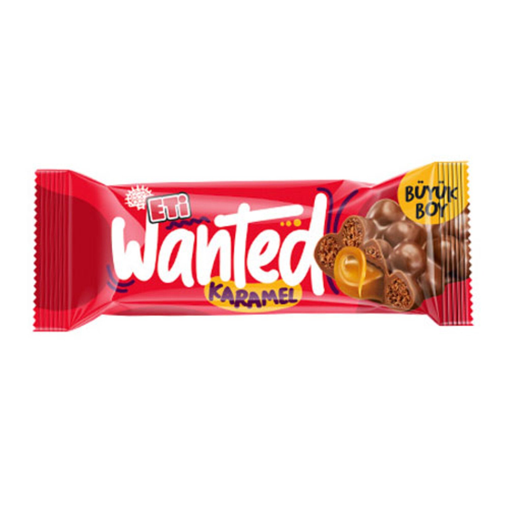 Eti Wanted Caramel Cereal Chocolate Bar blends the rich taste of milk chocolate with the satisfying