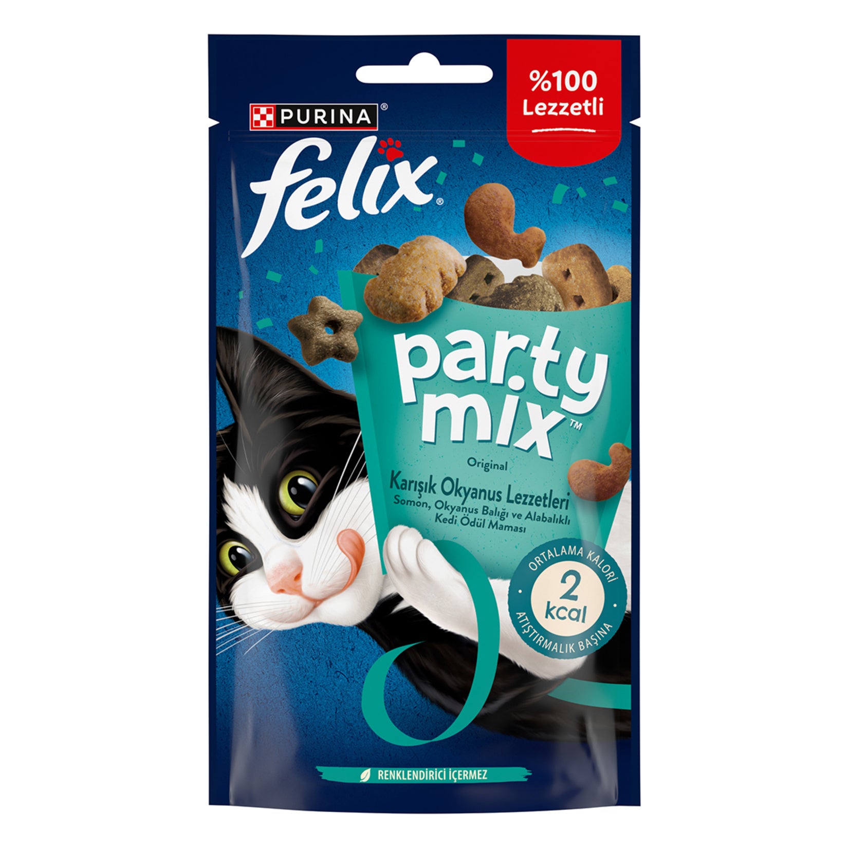 Felix Party Mix Mixed Ocean Cat Treat is a flavorful snack made with ocean-inspired ingredients to delight adult cats.