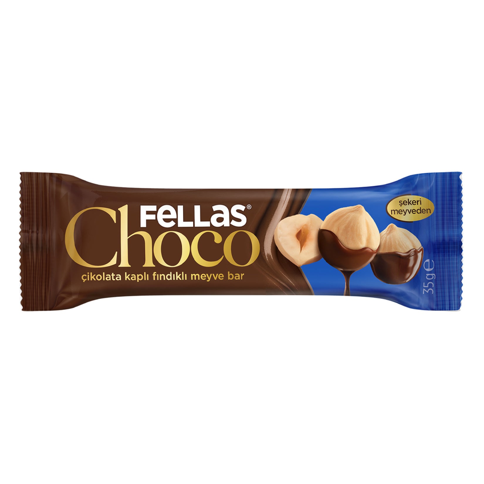 Fellas Hazelnut Chocolate Coated Fruit Bar is a deliciously balanced snack made with naturally sweet dates, crunchy hazelnuts, and rich no added sugar chocolate.