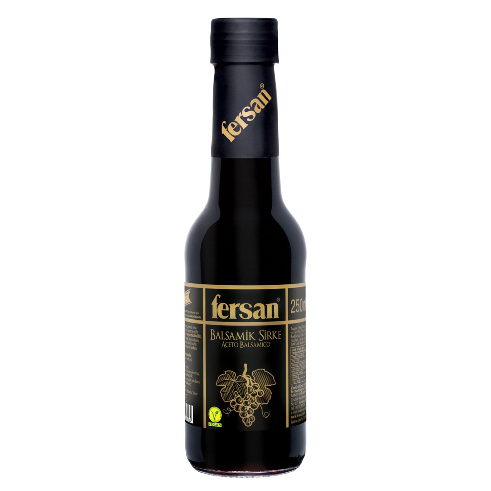 Fersan Balsamic Vinegar brings a smooth, well-balanced flavor to your kitchen with its rich aroma and deep color.