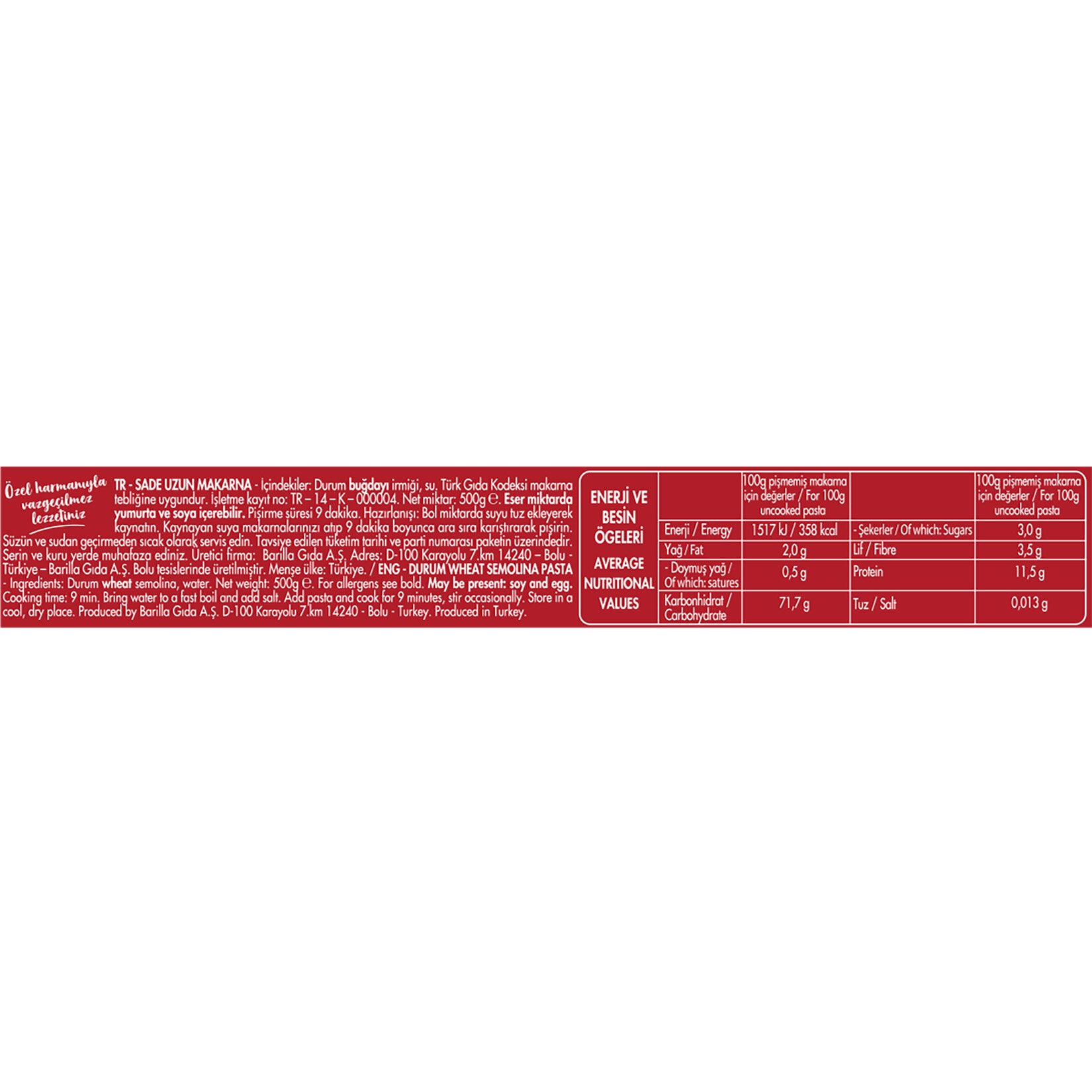Bring the taste of traditional Turkish pasta to your kitchen with Filiz Flat Spaghetti Pasta.