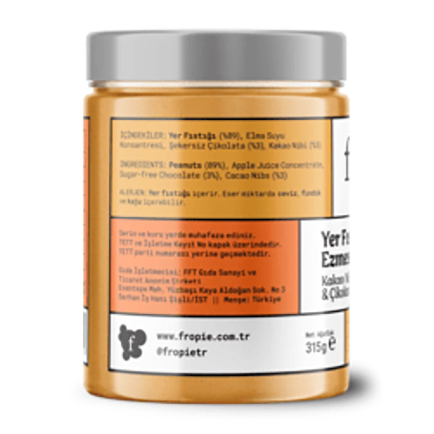 Fropie Chocolate Cocoa Nib Peanut Butter brings a rich twist to your breakfast table with 89% roasted peanuts blended with cocoa nibs and unsweetened chocolate.
