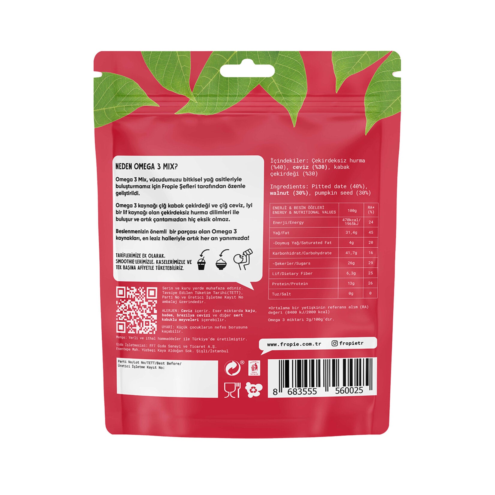 Discover the perfect balance of taste and nutrition with the Fropie Omega 3 Mix Nuts Blend.