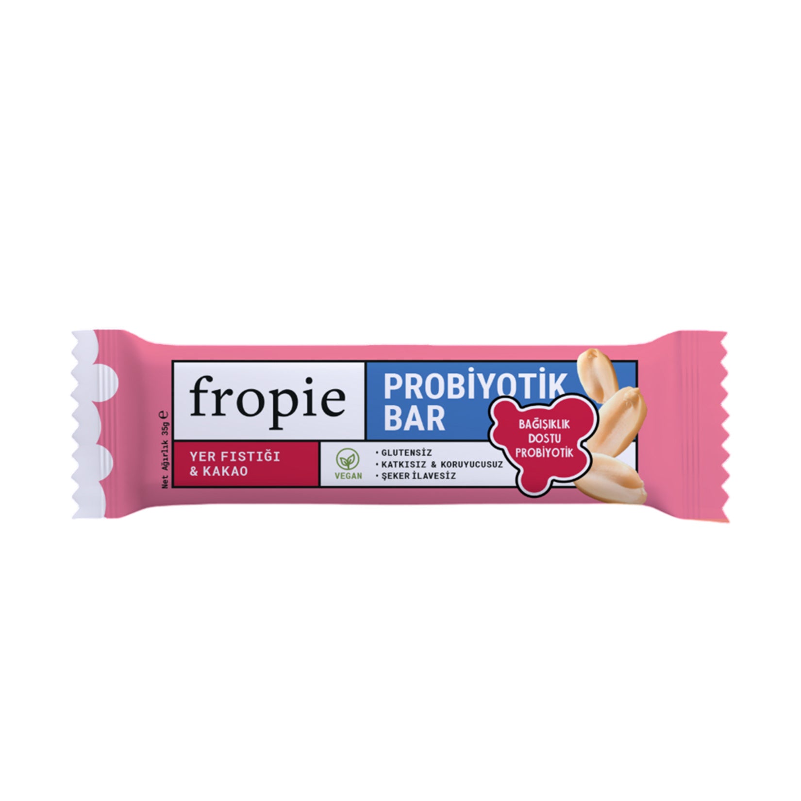 Discover the deliciously healthy Fropie Peanut & Cacao Probiotic Bar, a guilt-free snack packed with plant-based goodness.