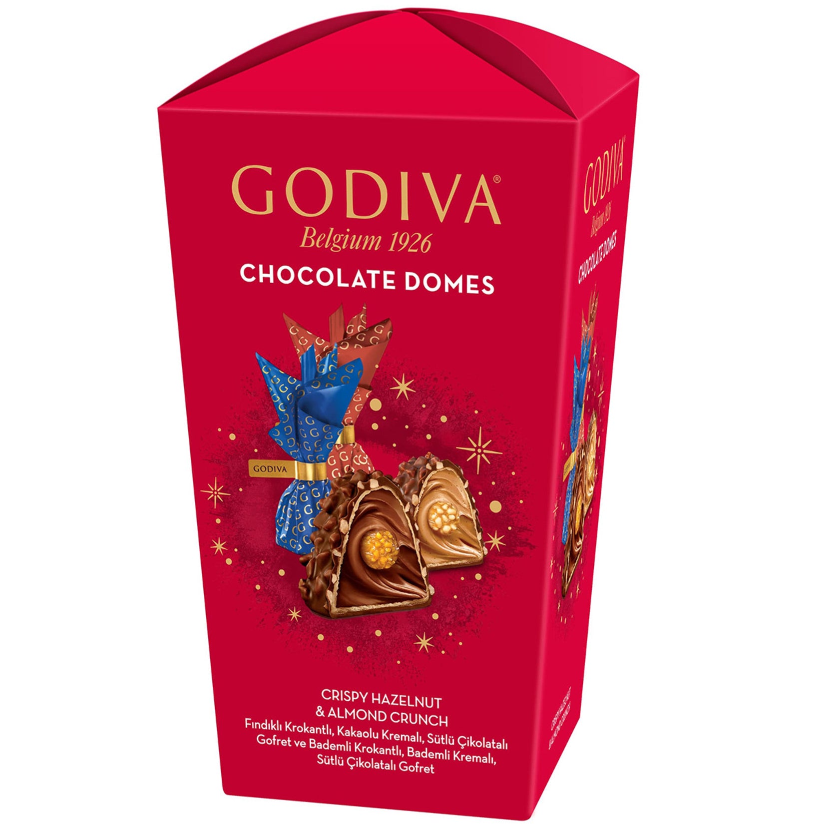 Celebrate the season with Godiva Domes New Year Hazelnut & Almond Chocolate, a luxurious treat crafted with premium ingredients.