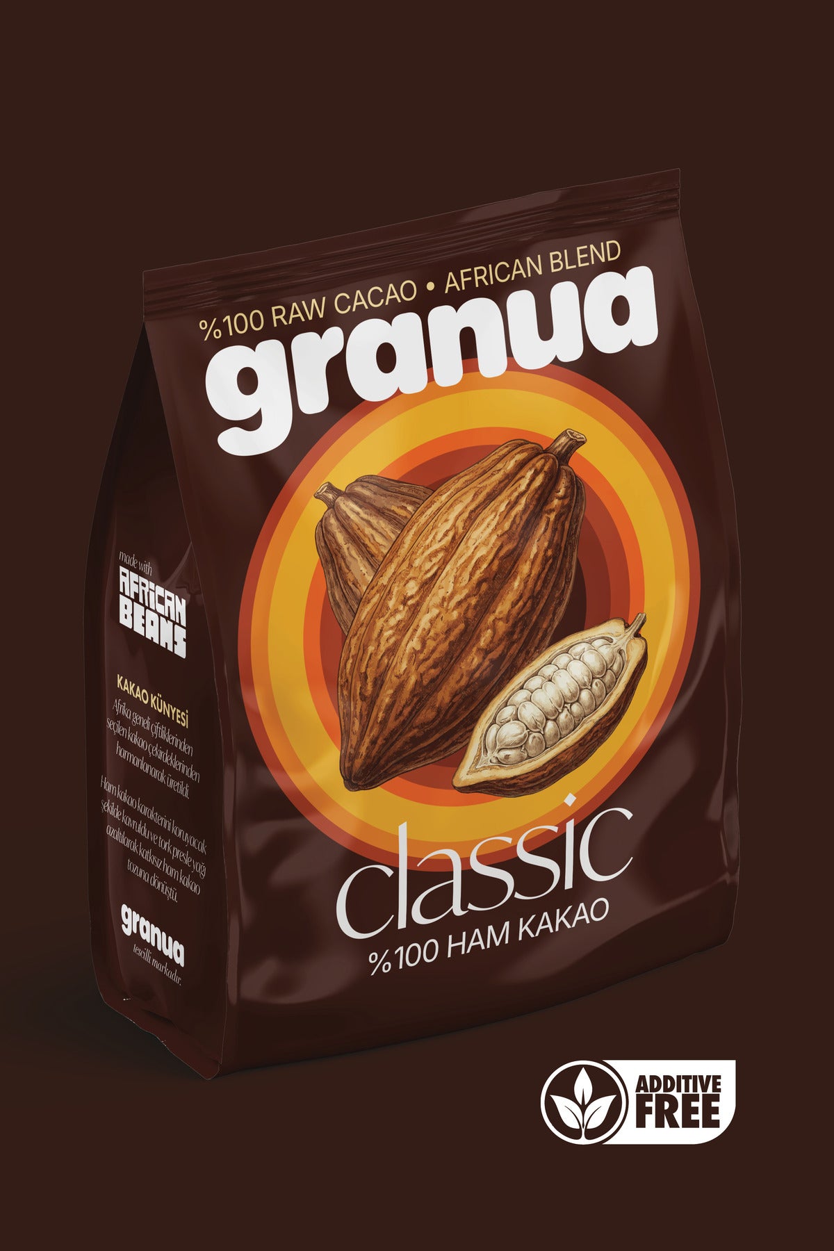 Granua Raw Cacao Powder Classic – African Blend is made from 100% raw cacao, offering a deep, bold chocolate flavor perfect for smoothies, baking, hot cocoa, and healthy desserts.