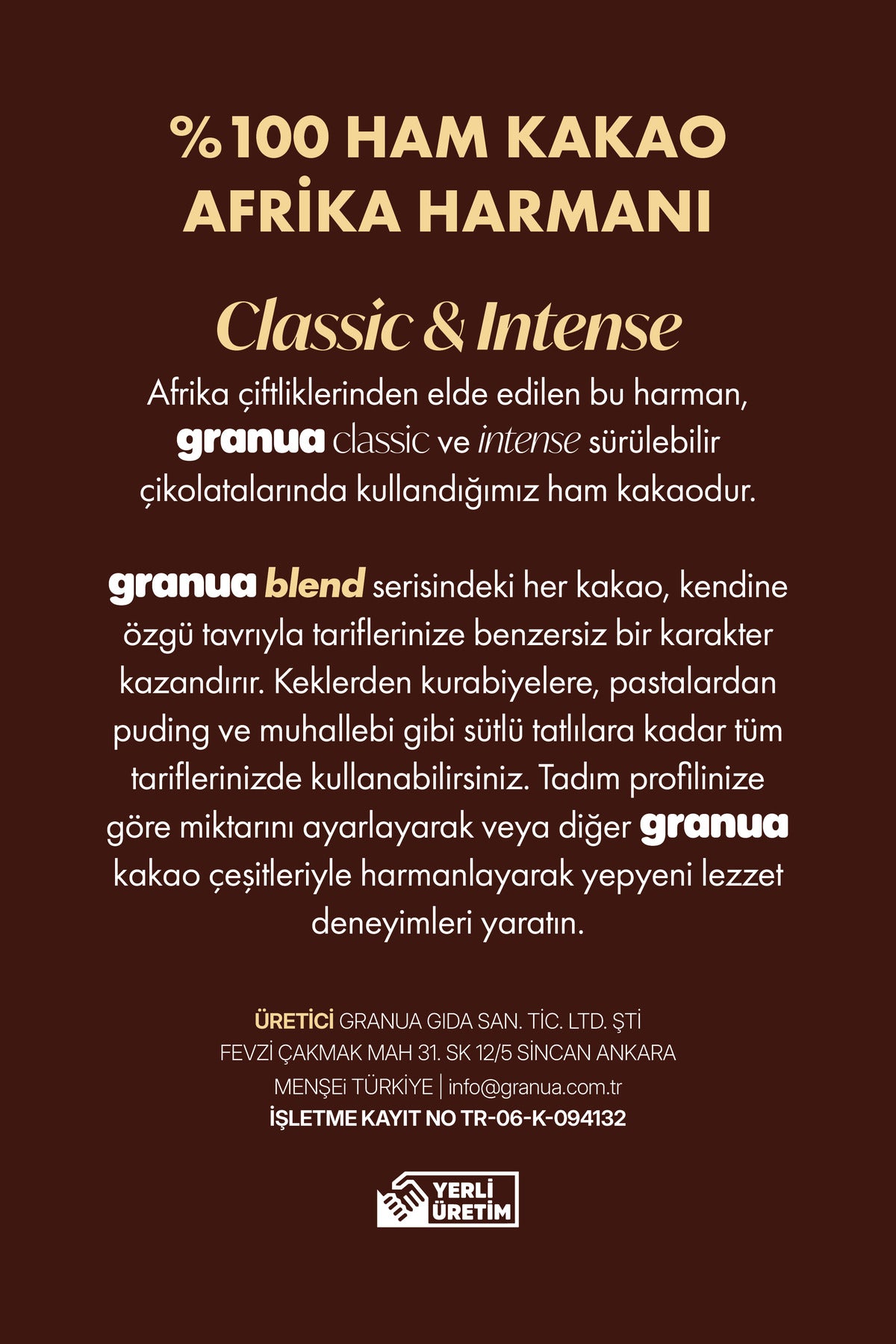 Granua Raw Cacao Powder Classic – African Blend is made from 100% raw cacao, offering a deep, bold chocolate flavor perfect for smoothies, baking, hot cocoa, and healthy desserts.