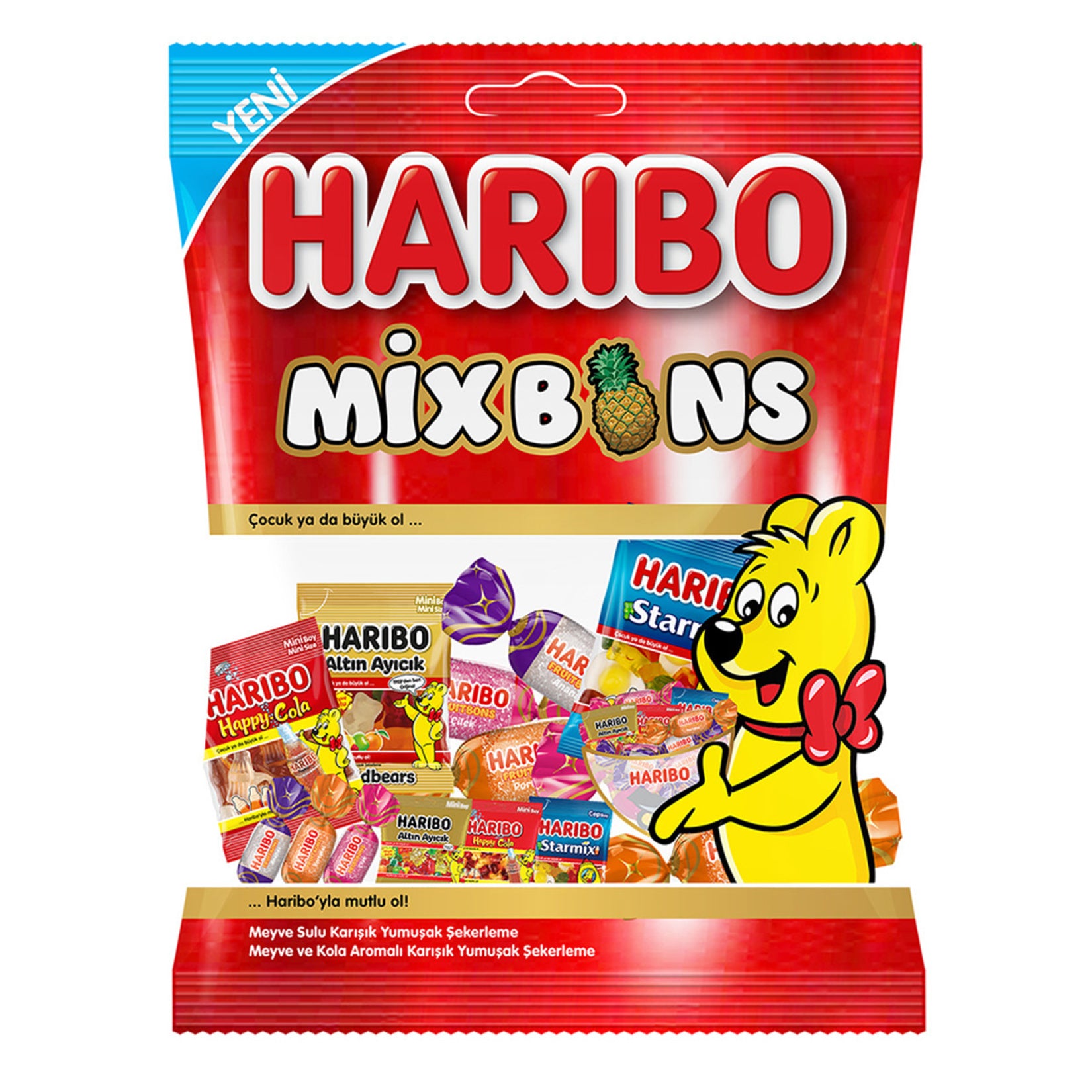 Haribo Bayramlik Fruitbons Mixbons brings together a colorful assortment of Haribo’s most loved chewy candies in one festive bag.
